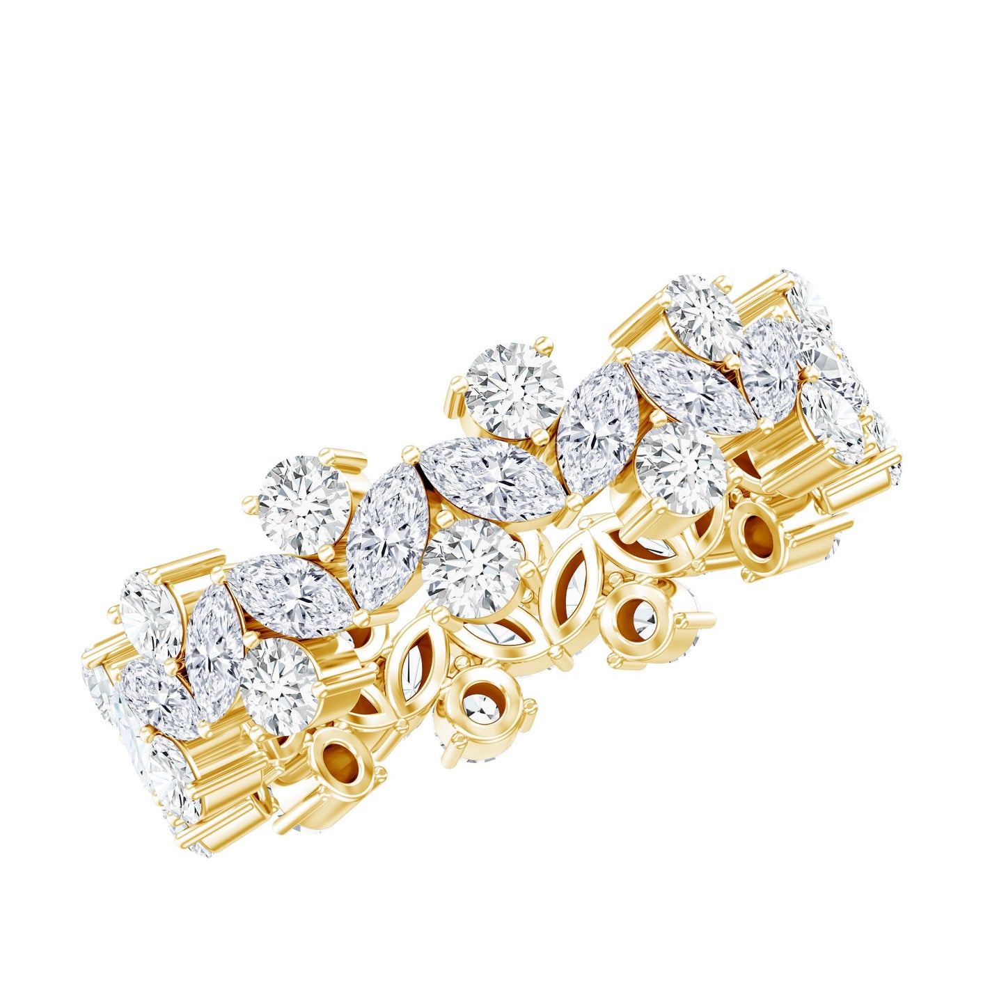 Marquise and Round Moissanite Cluster Eternity Band