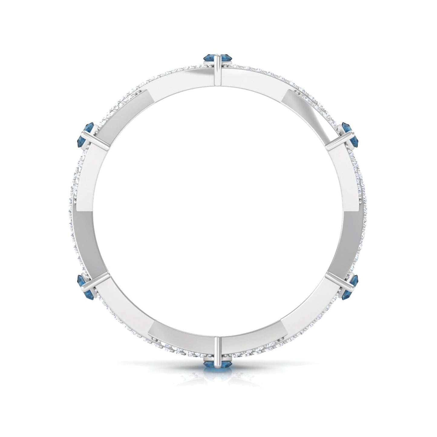 Marquise London Blue Topaz Crossover Eternity Band with Diamond