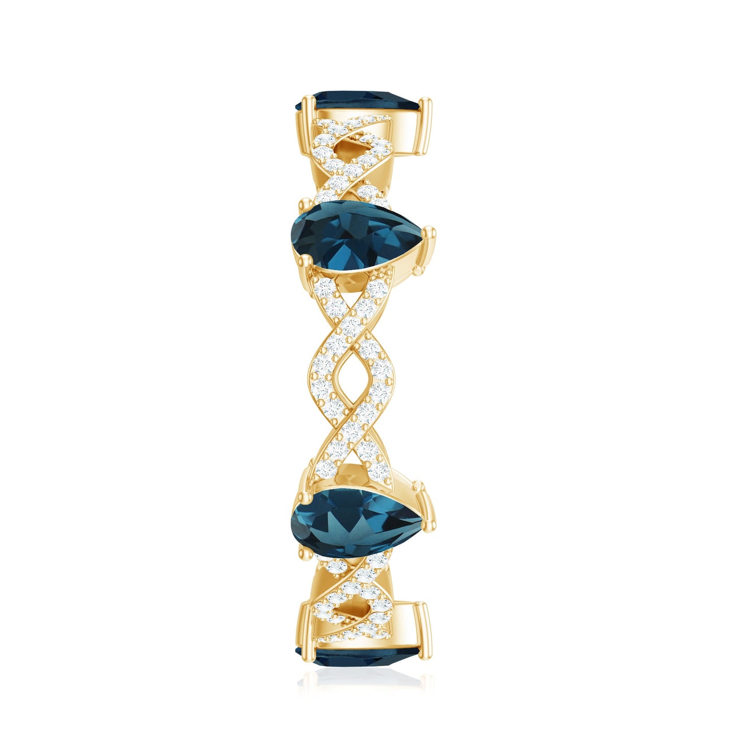 Pear Shape London Blue Topaz Crossover Eternity Band with Diamond