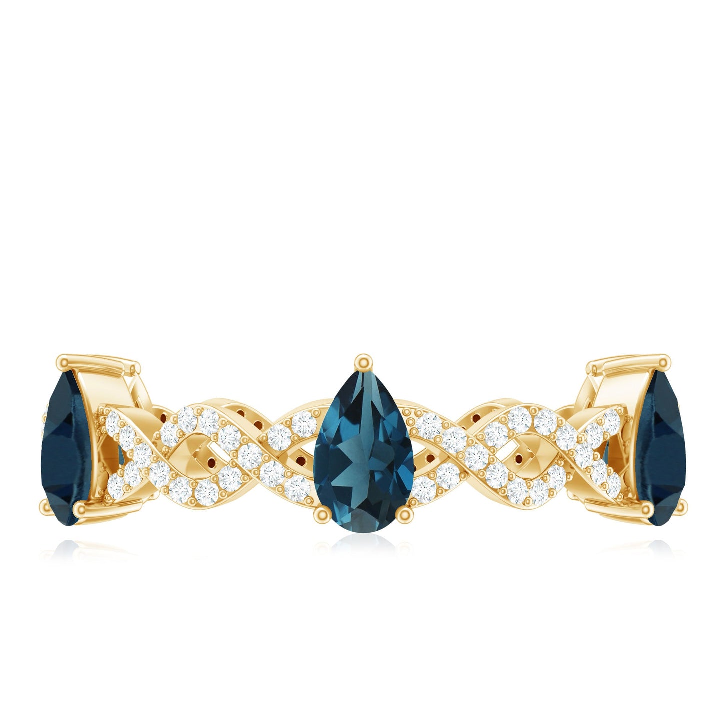 Pear Shape London Blue Topaz Crossover Eternity Band with Diamond