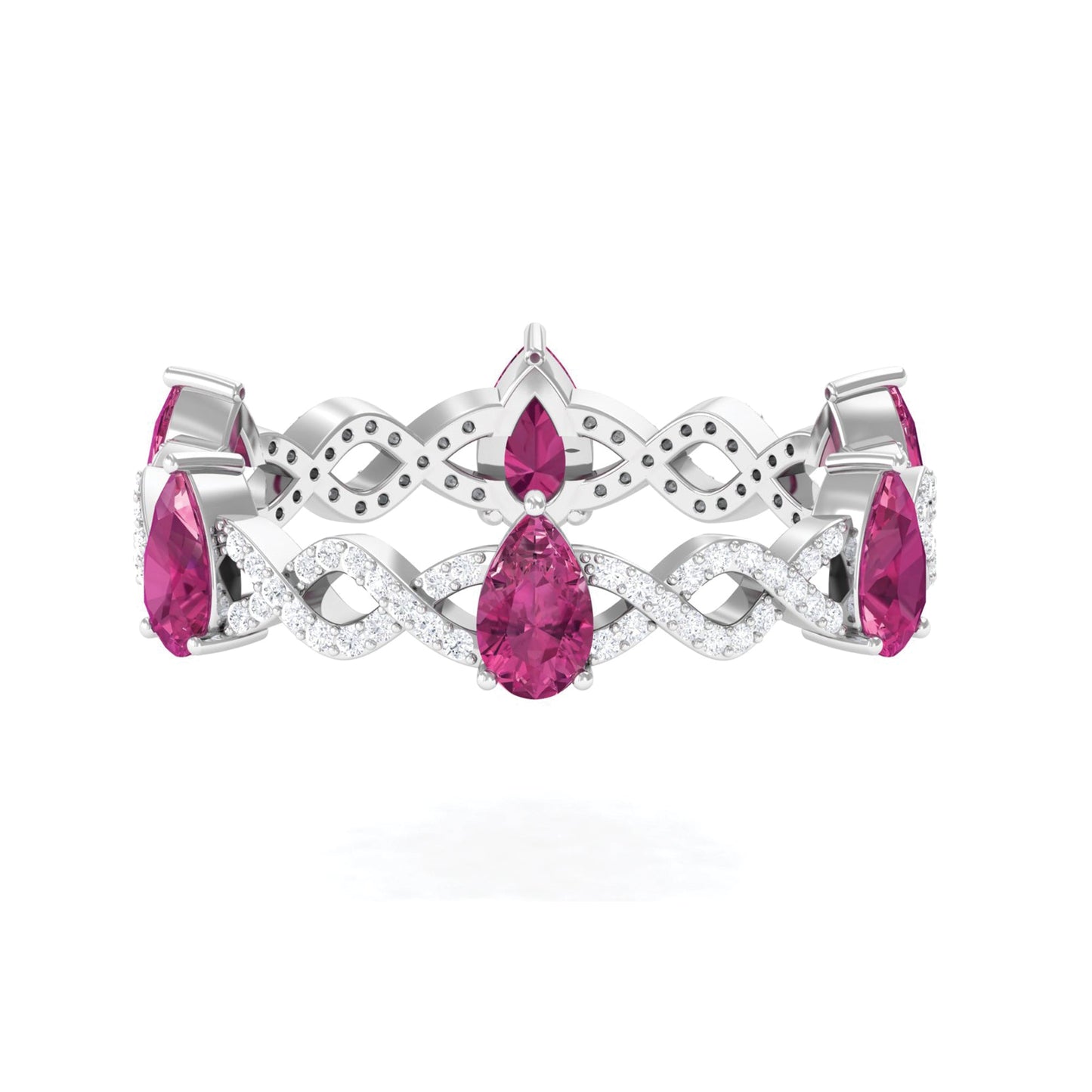 Natural Pink Tourmaline Crossover Eternity Ring with Diamond
