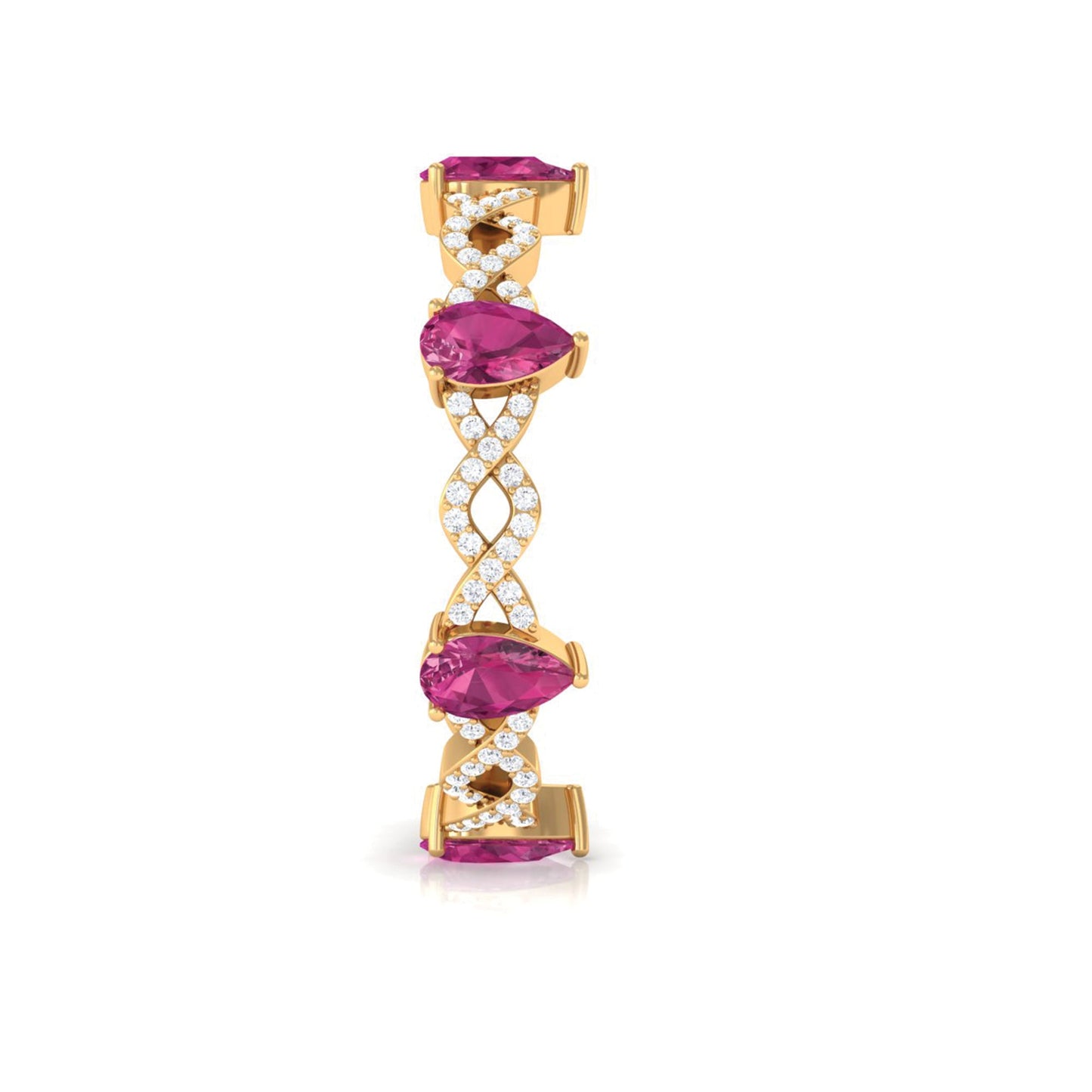Natural Pink Tourmaline Crossover Eternity Ring with Diamond