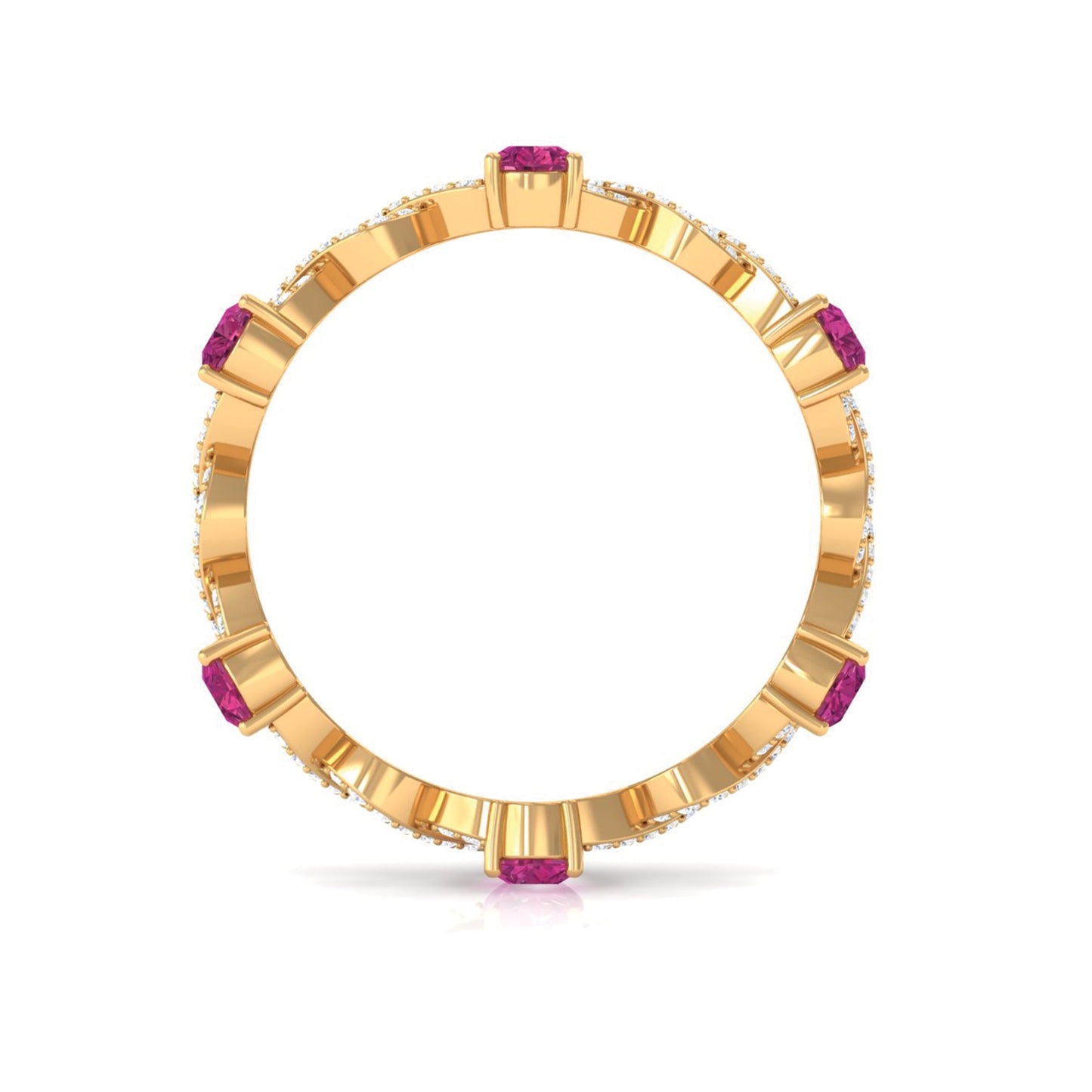 Natural Pink Tourmaline Crossover Eternity Ring with Diamond