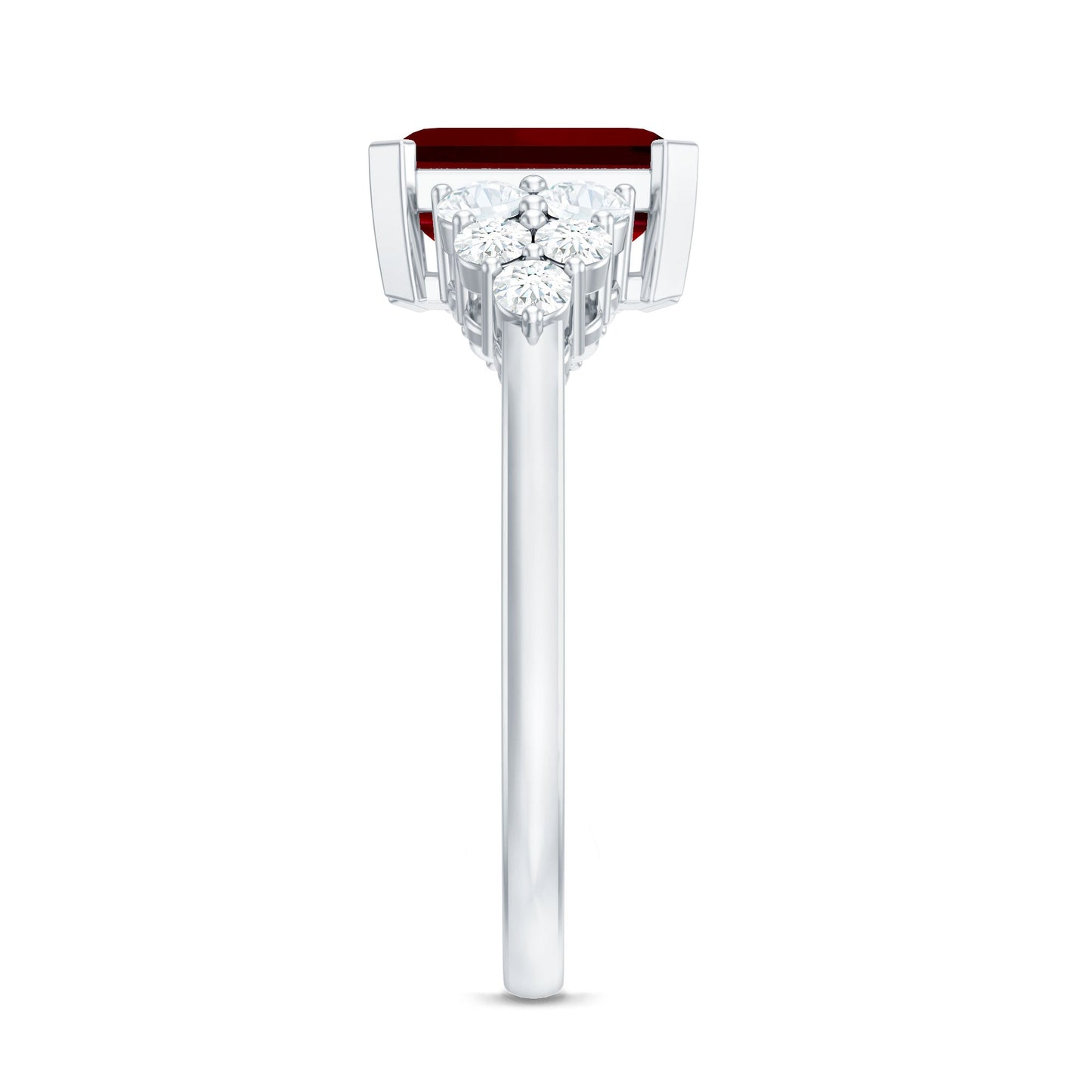 Certified 2.2 Carat Lab Grown Ruby Emerald Cut Engagement Ring with Real Diamond