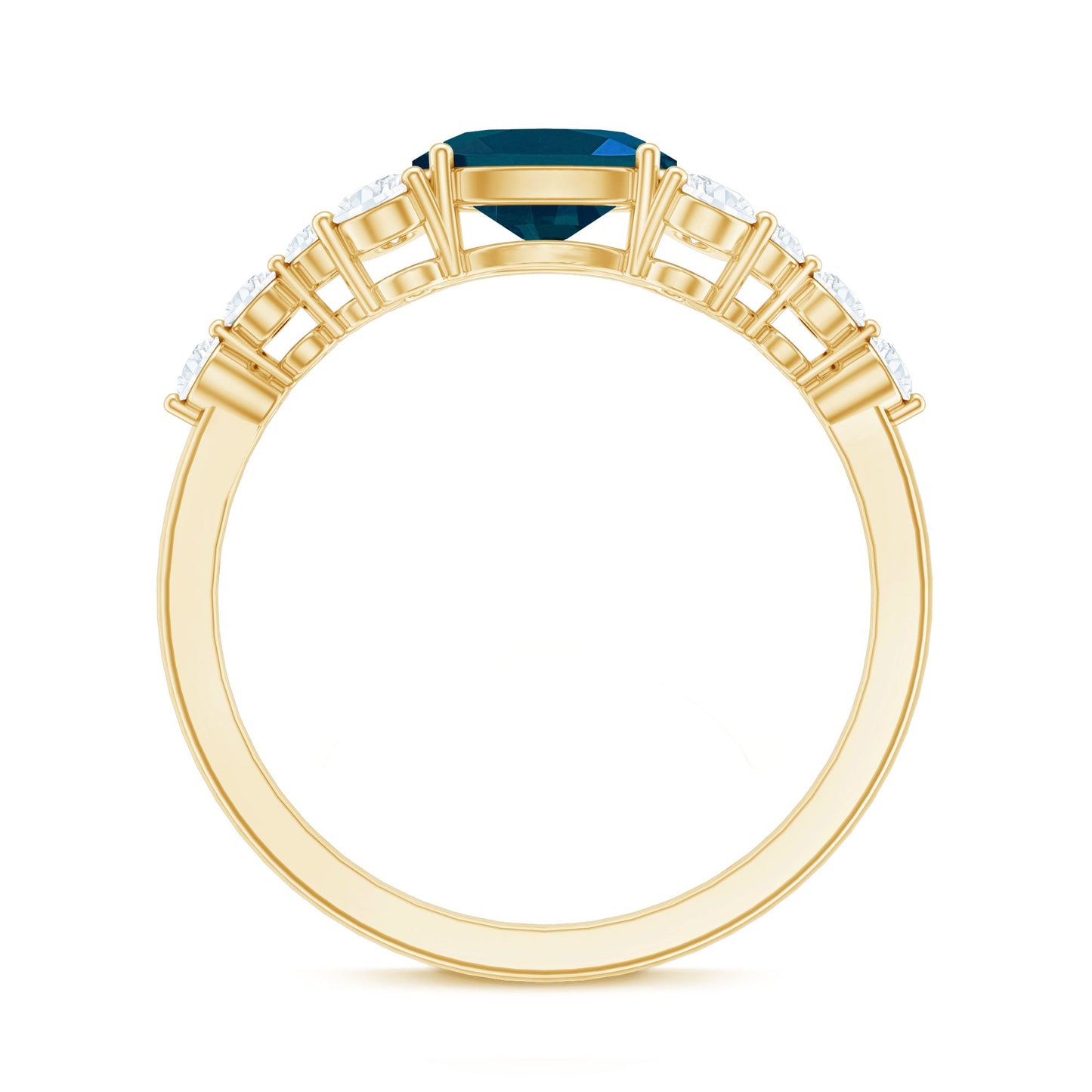 1 Carat Oval Cut London Blue Topaz Promise Ring with Diamond
