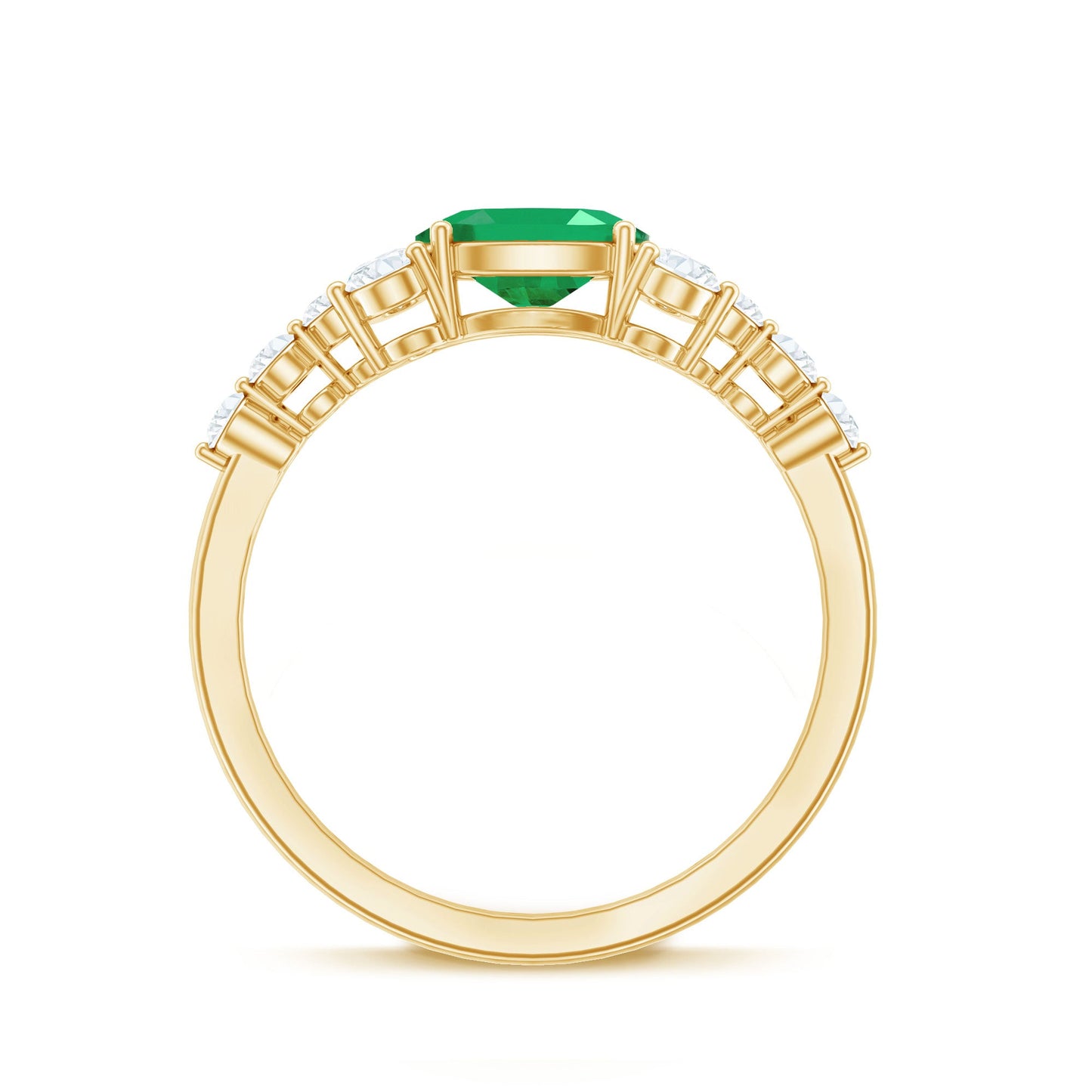 0.7 Carat Oval Cut Emerald Promise Ring with Diamond