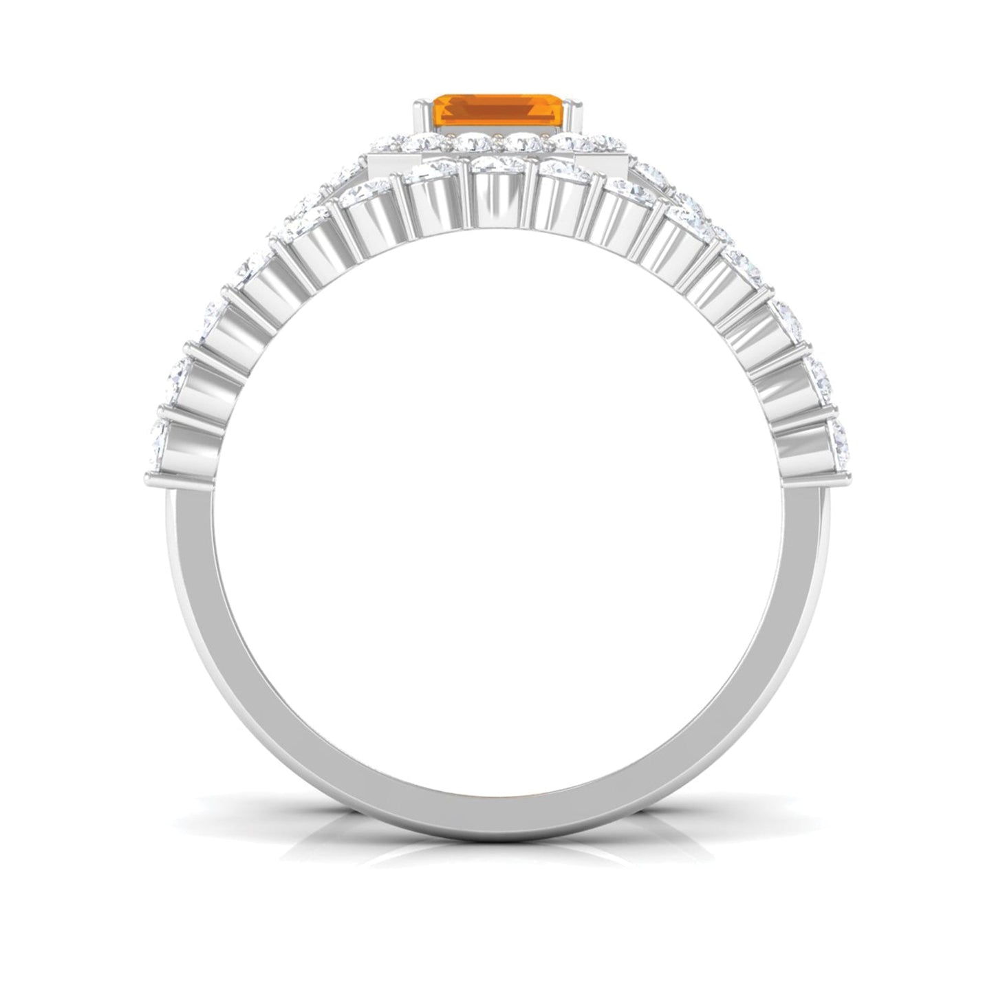 Real Fire Opal and Moissanite Stackable Ring Set