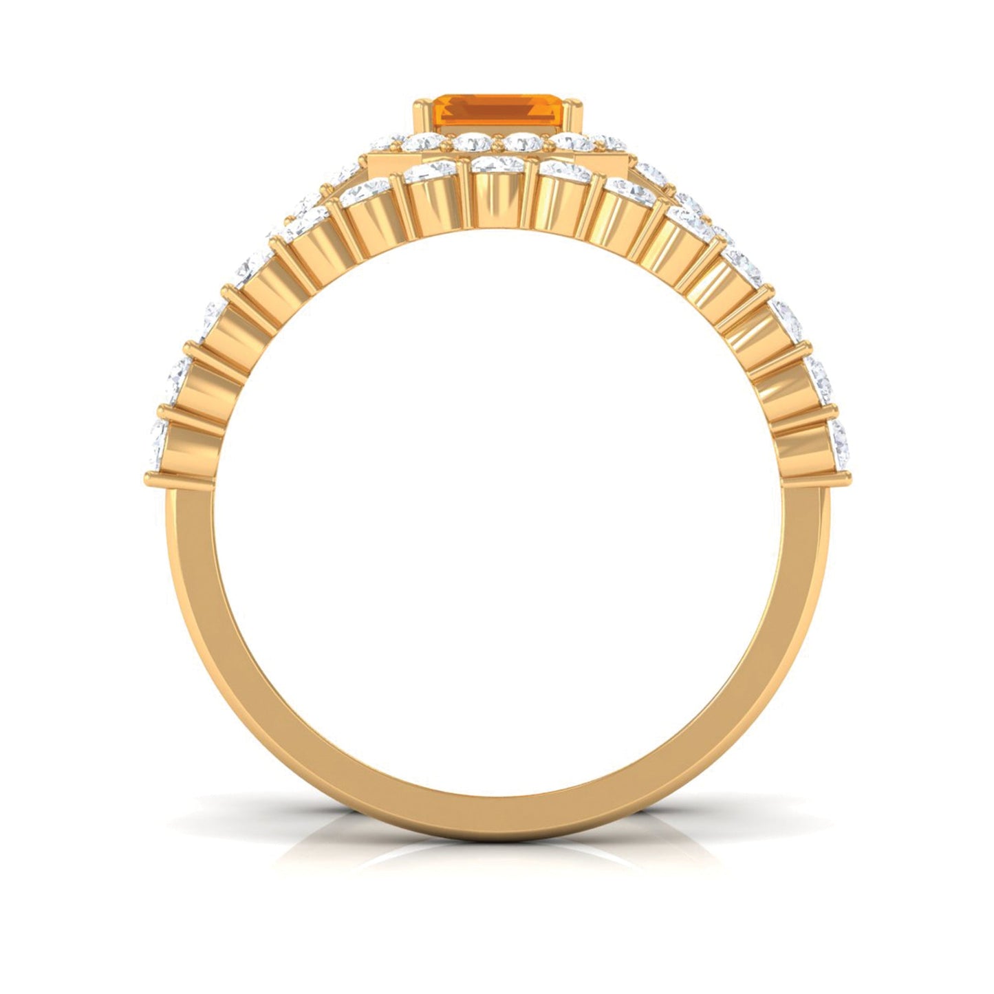 Real Fire Opal and Moissanite Stackable Ring Set