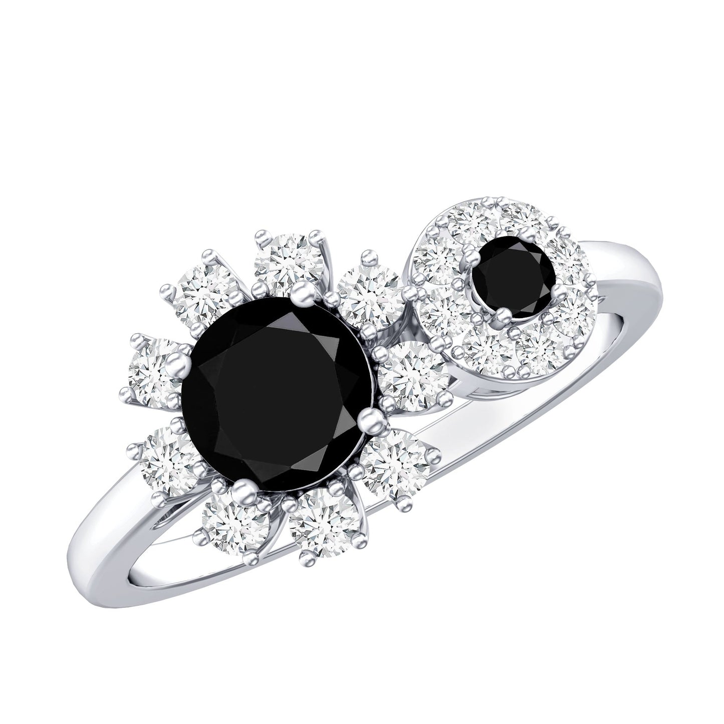 Lab Grown Black and White Diamond Designer Engagement Ring