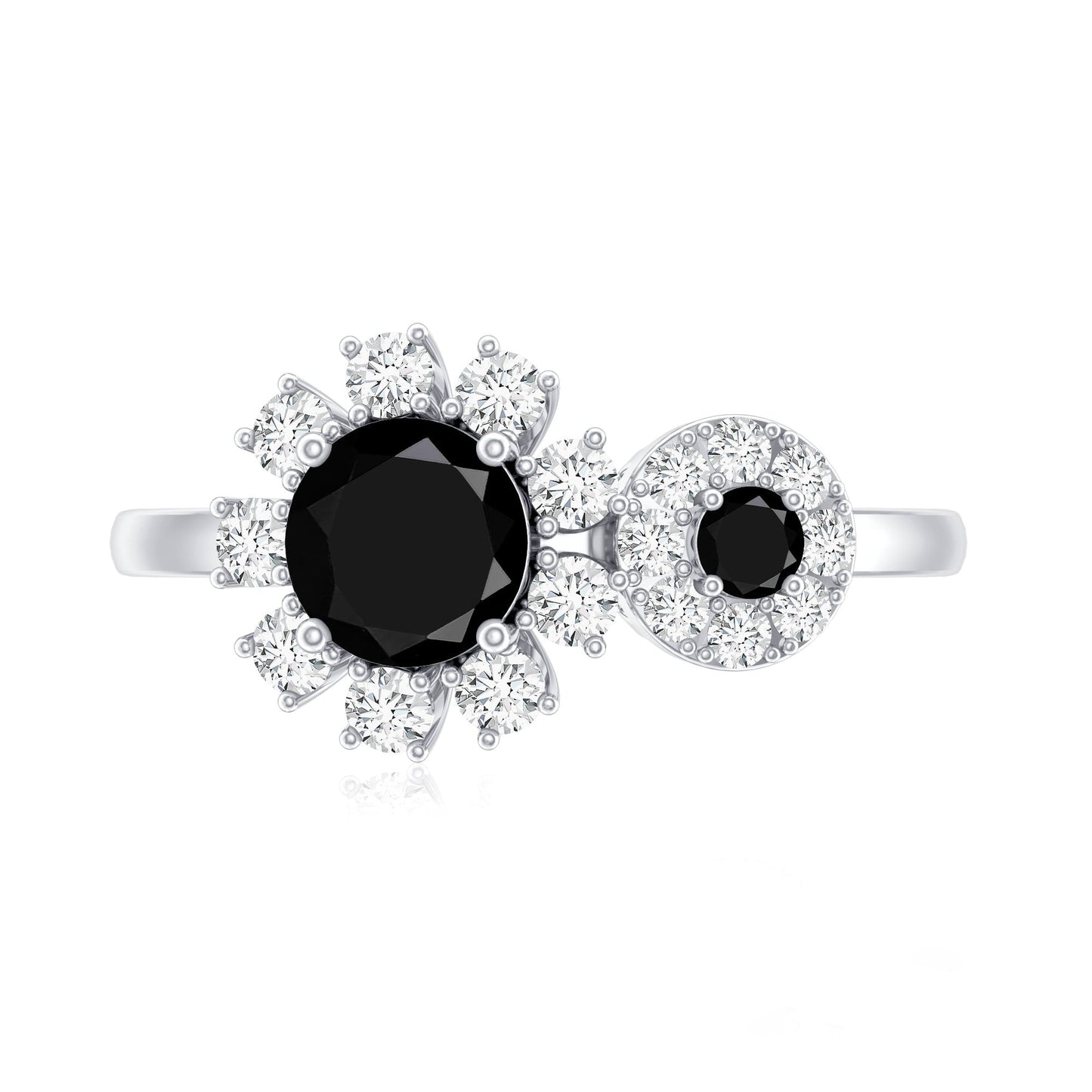 Lab Grown Black and White Diamond Designer Engagement Ring