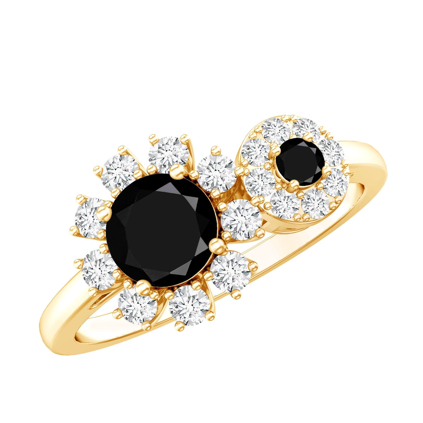 Lab Grown Black and White Diamond Designer Engagement Ring