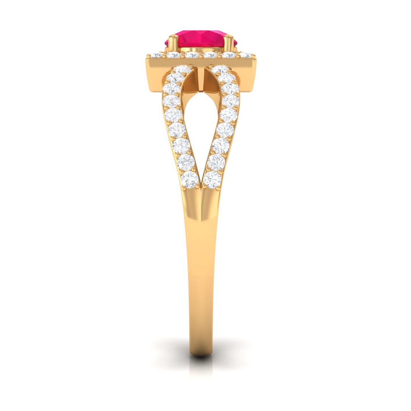 Real 0.6 Carat Ruby Engagement Ring with Diamond Split Shank