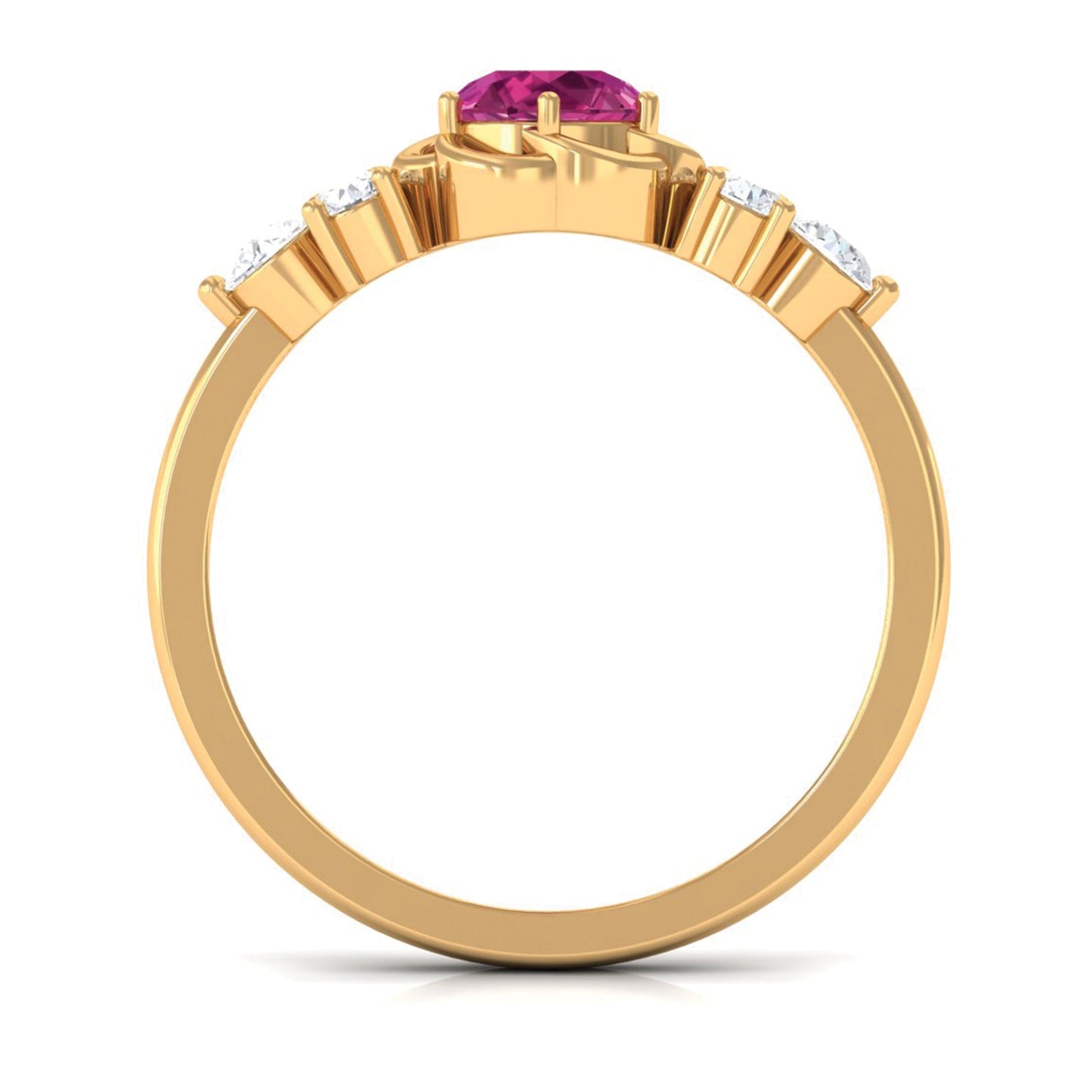 Nature Inspired Floral Ring with Pink Tourmaline and Diamond