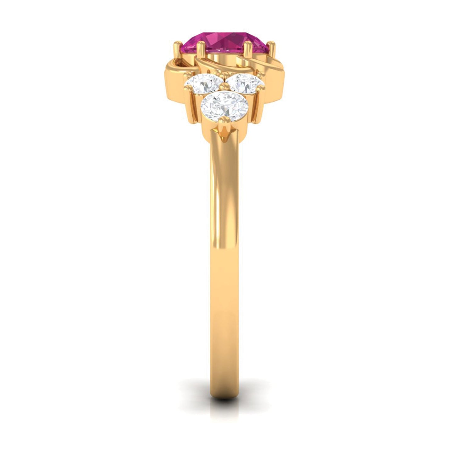 Nature Inspired Floral Ring with Pink Tourmaline and Diamond