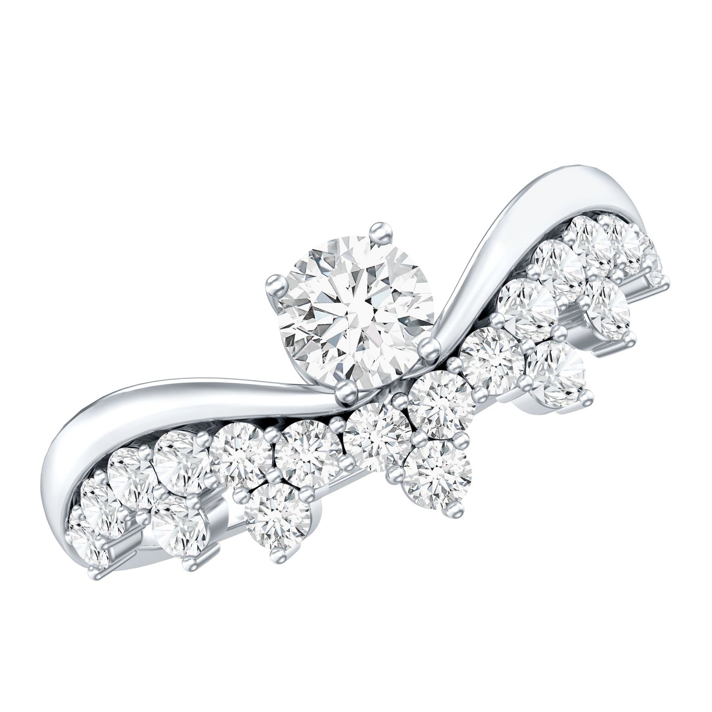 Designer Moissanite Curved Engagement Ring for Women