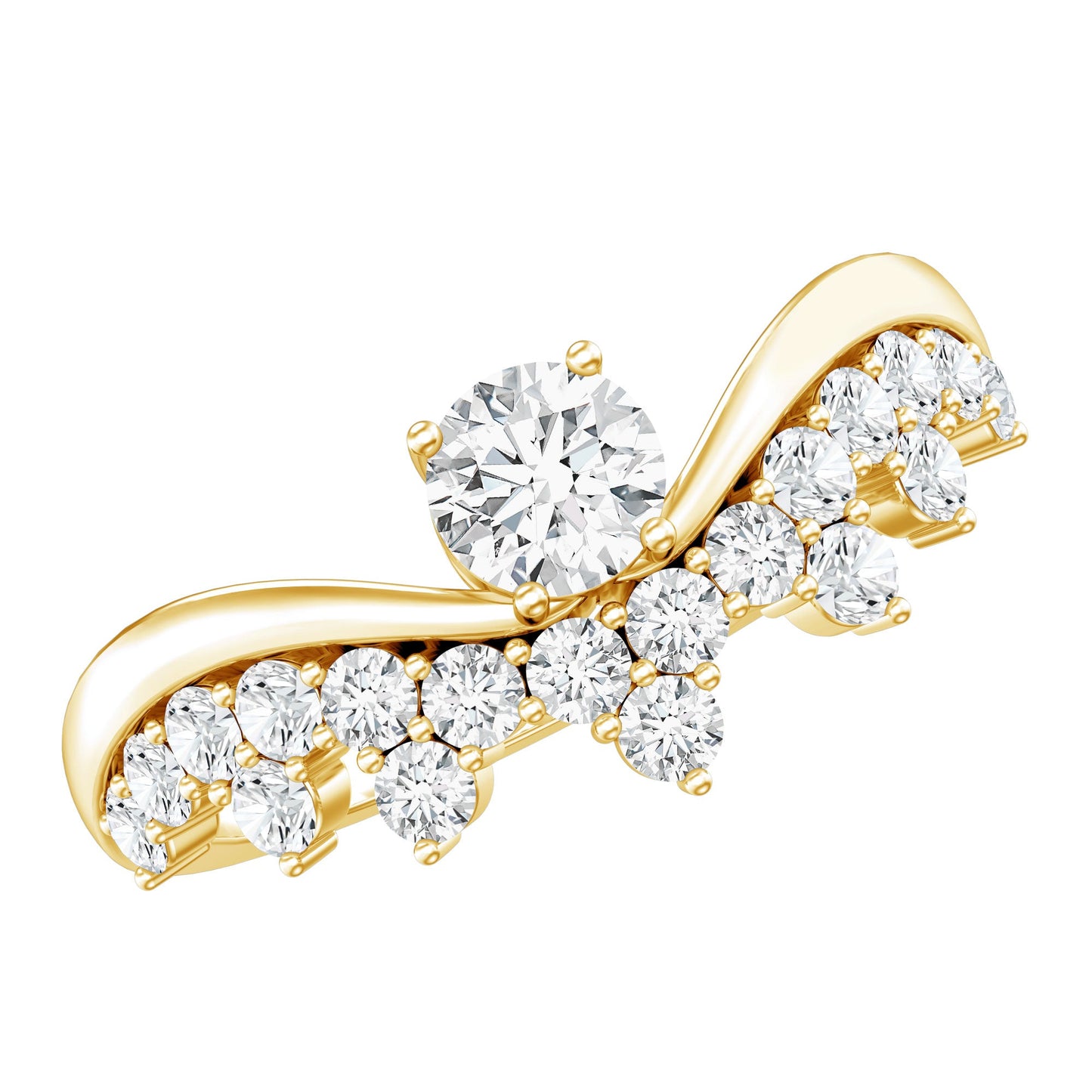 Designer Moissanite Curved Engagement Ring for Women