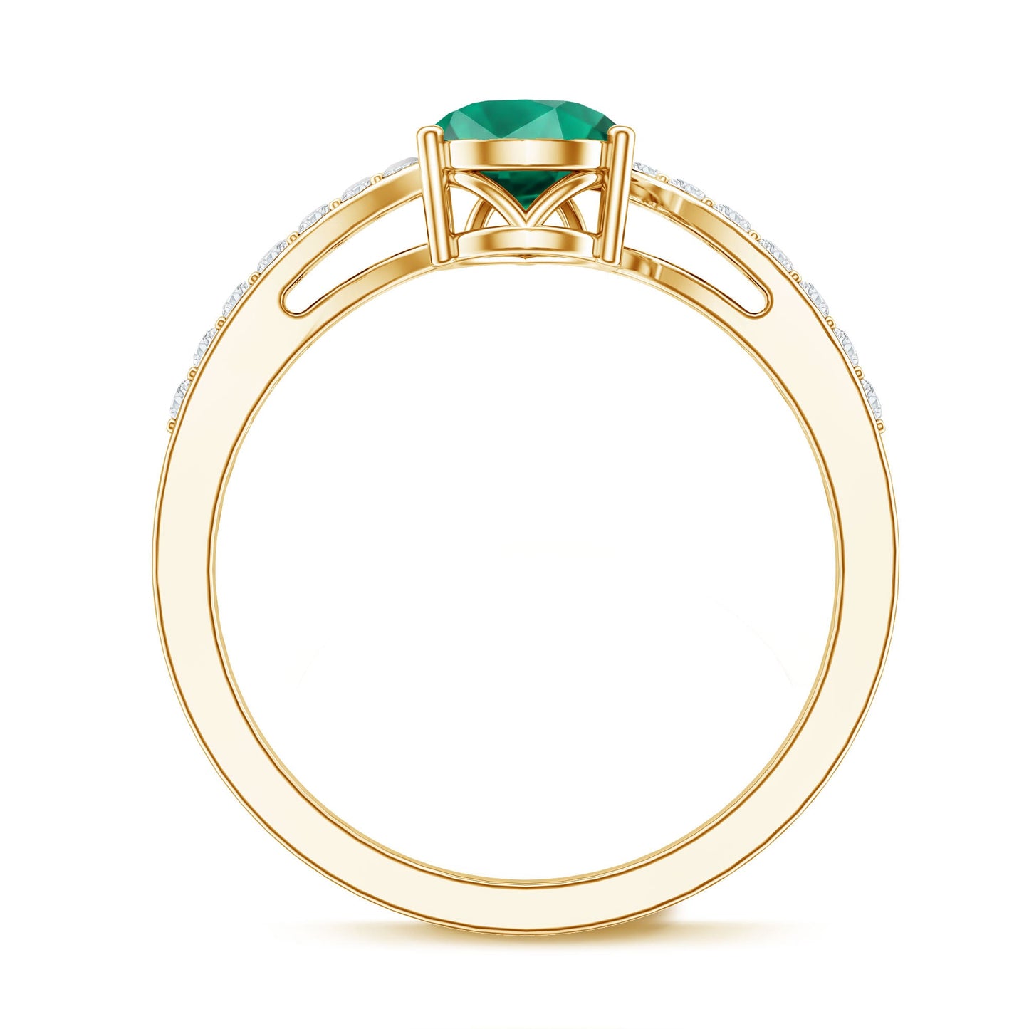 Classic Lab Grown Emerald Diamond Teardrop Engagement Ring with Bypass Shank