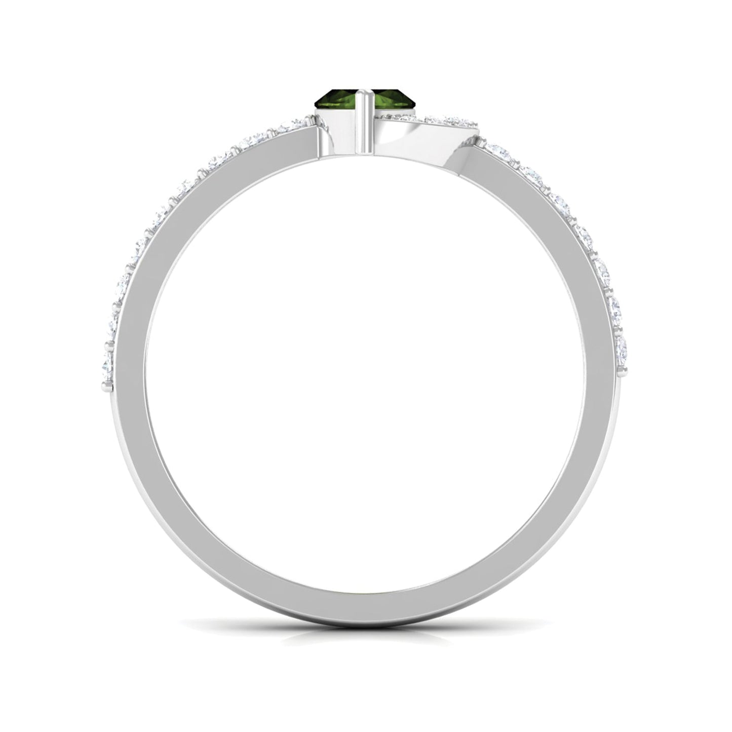 0.7 Carat Marquise Cut Peridot Ring with Diamond Accent