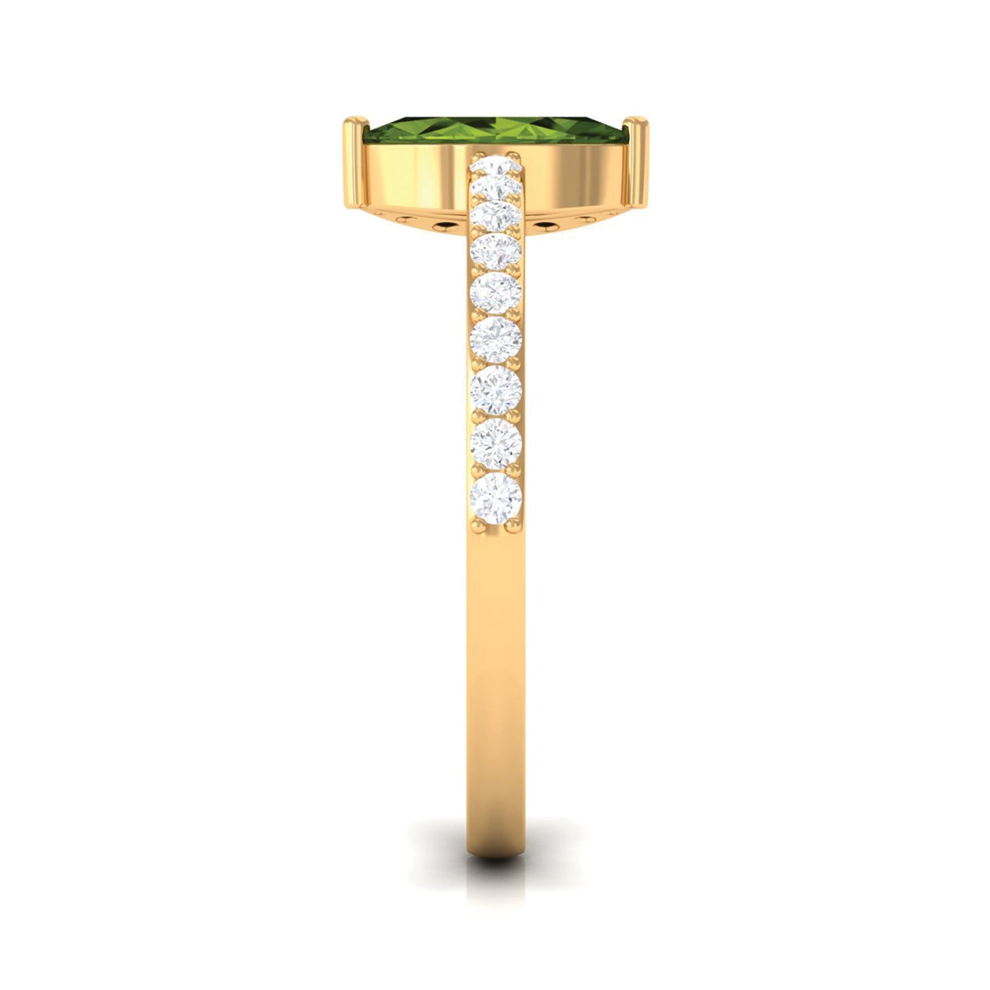 0.7 Carat Marquise Cut Peridot Ring with Diamond Accent