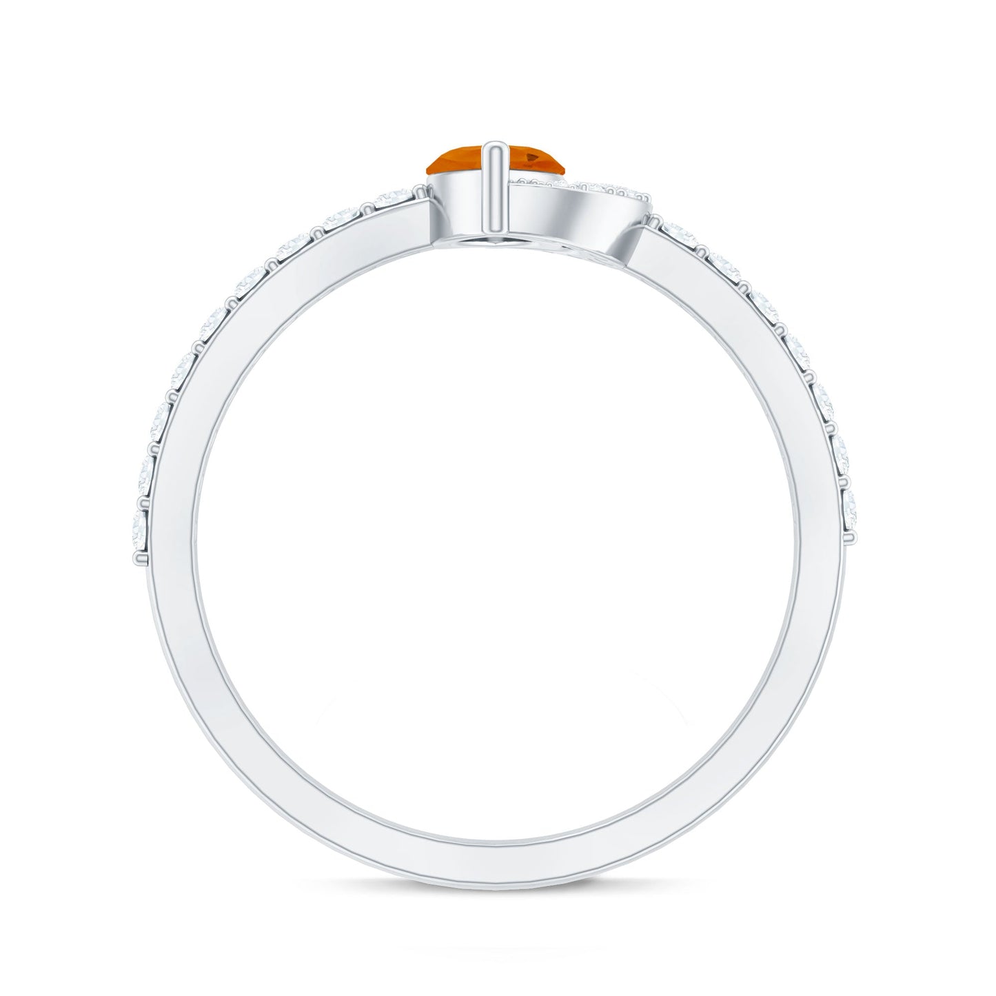 Minimal Marquise Fire Opal and Diamond Engagement Ring