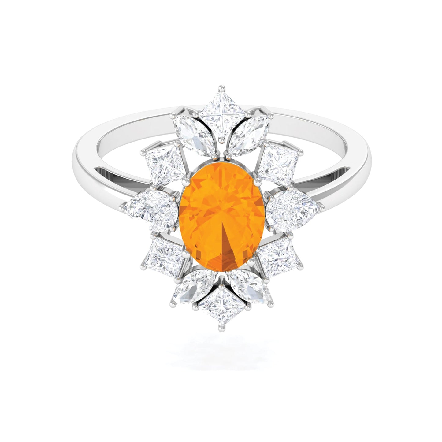 1 Carat Oval Fire Opal Cocktail Engagement Ring with Moissanite