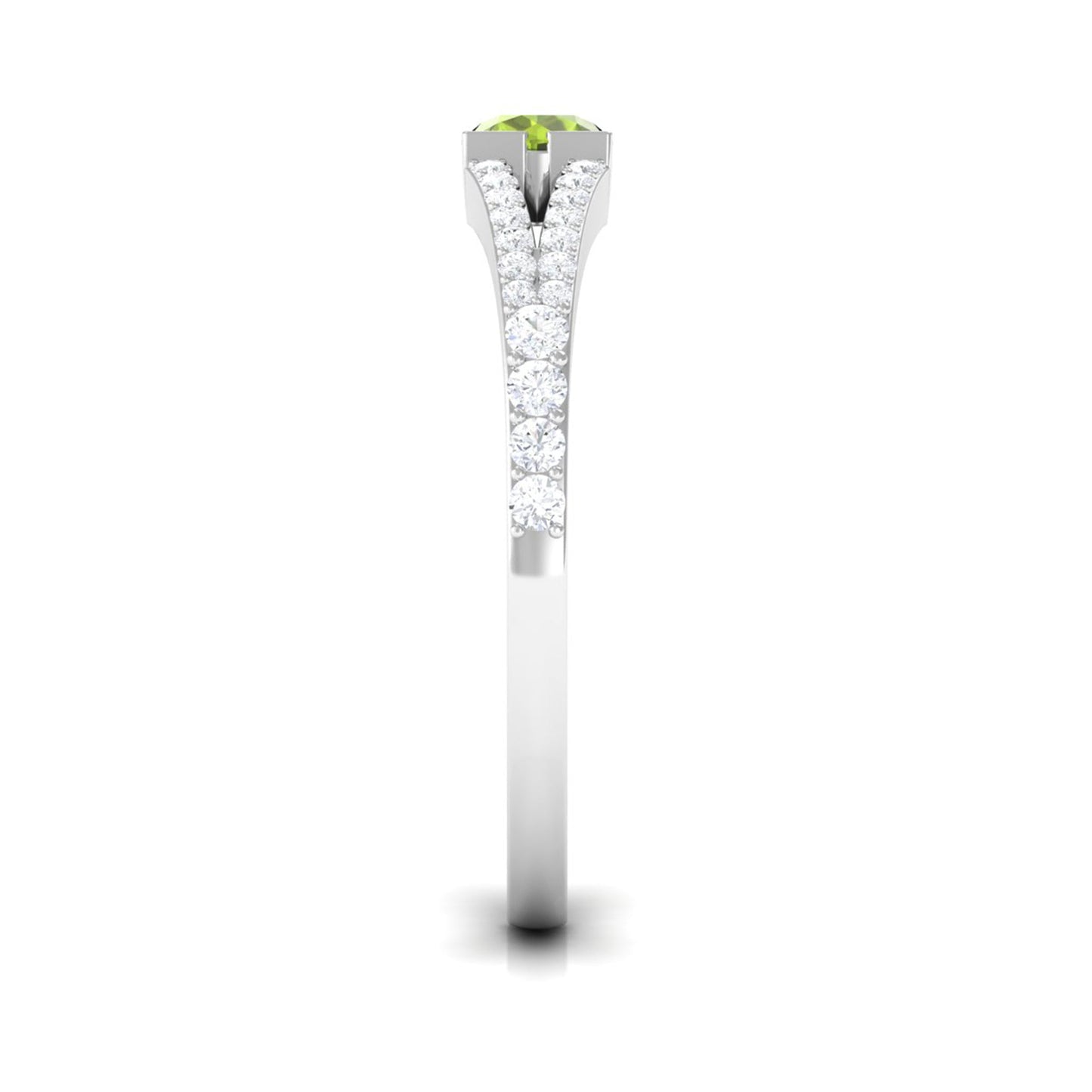 0.50 CT Split Shank Peridot Promise Ring with Diamond Accent