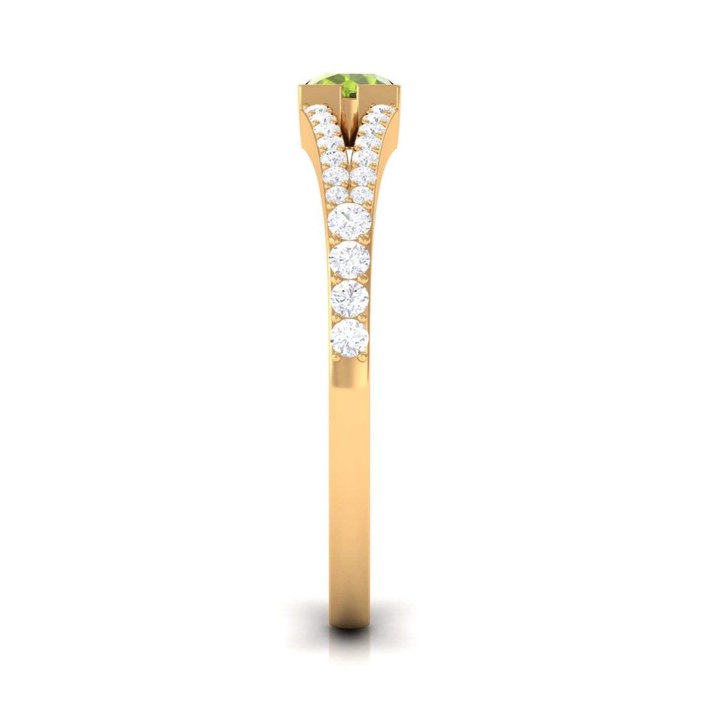 0.50 CT Split Shank Peridot Promise Ring with Diamond Accent