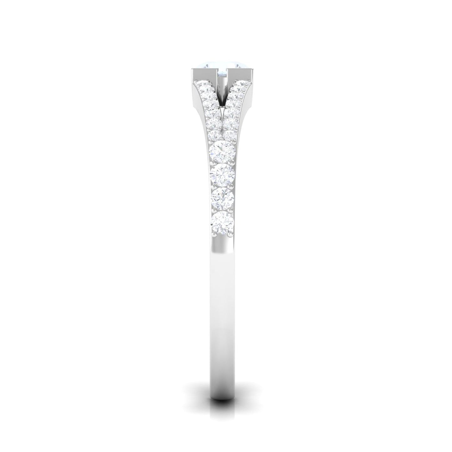 0.3 Carat Minimal Moonstone and Diamond Split Shank Promise Ring