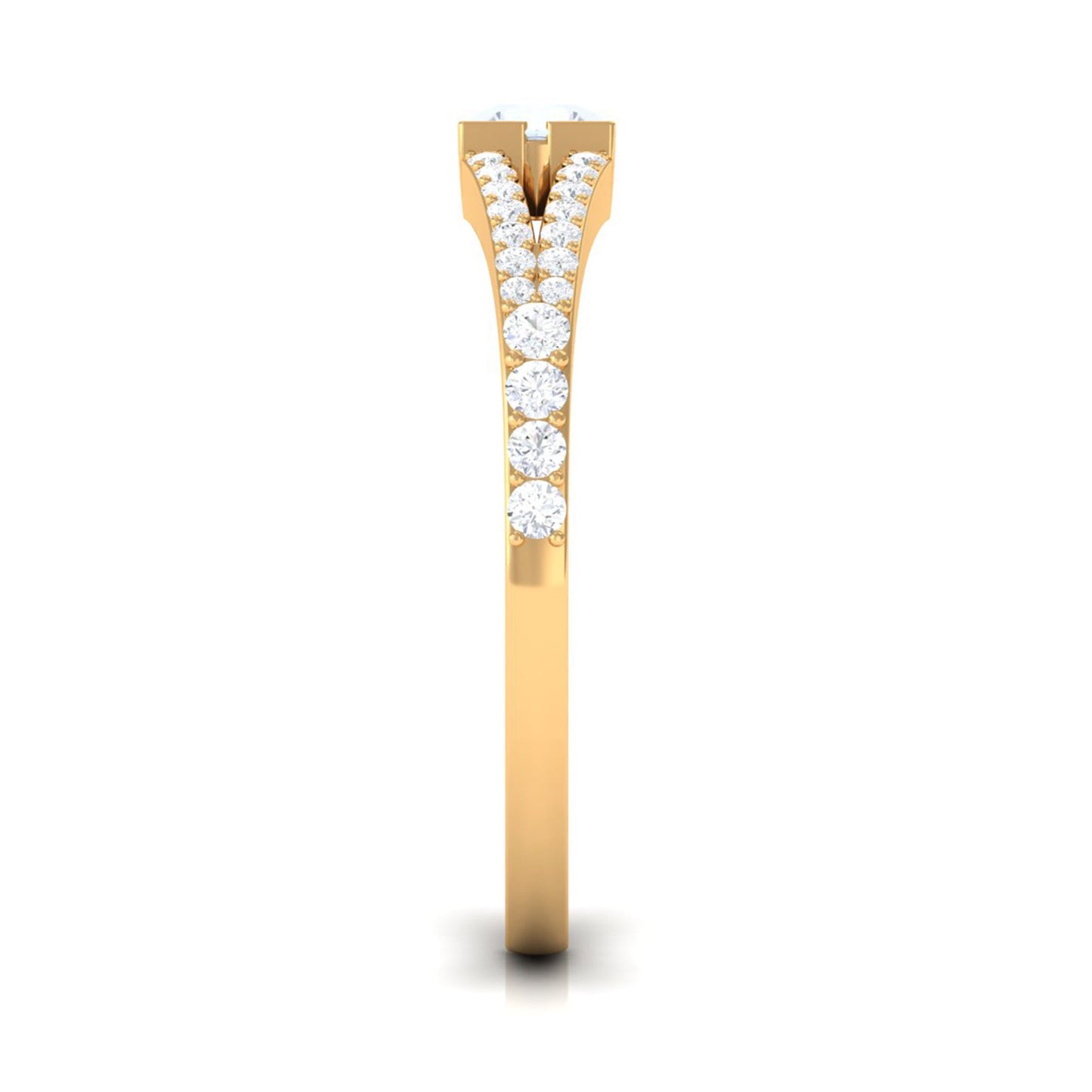 0.3 Carat Minimal Moonstone and Diamond Split Shank Promise Ring