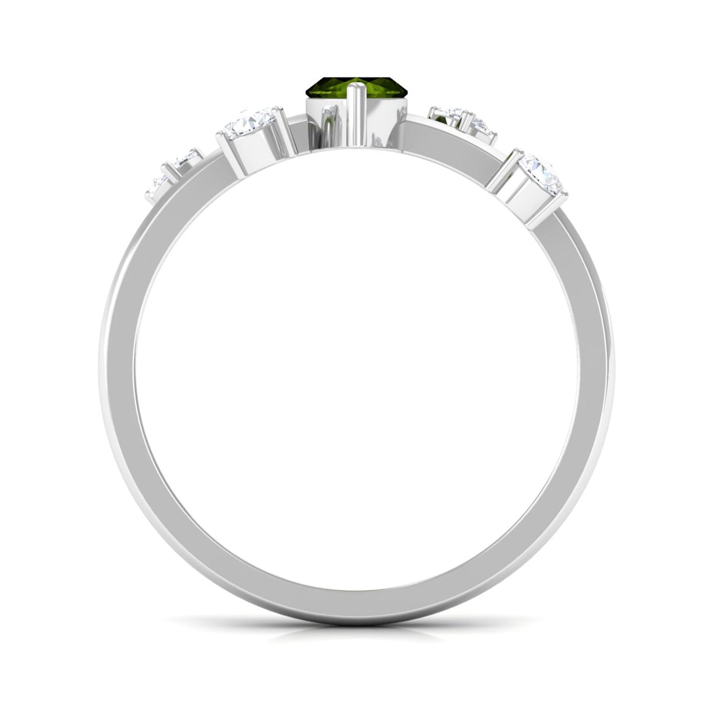 07 Carat Marquise Cut Peridot Scatter Ring with Diamond Stones