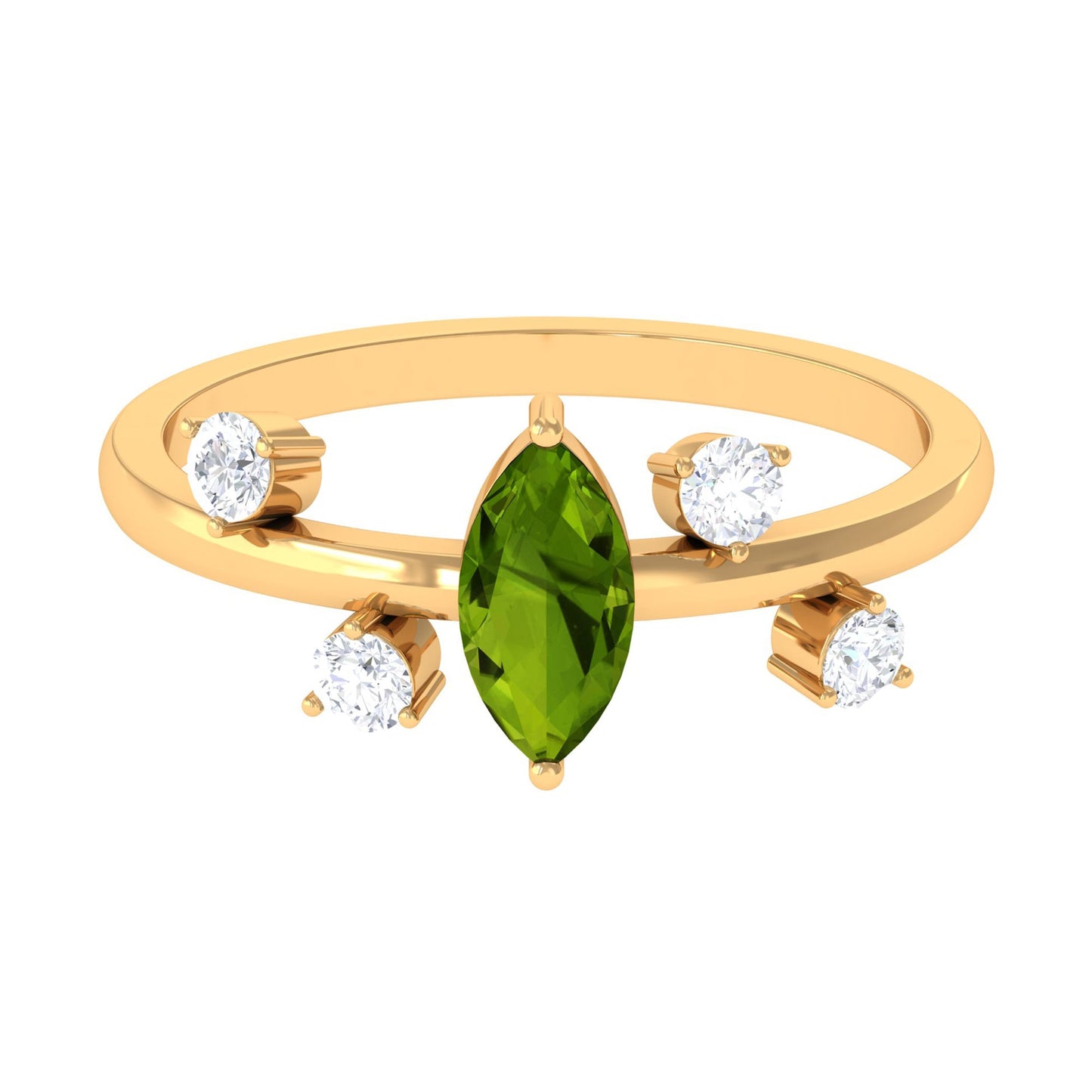 07 Carat Marquise Cut Peridot Scatter Ring with Diamond Stones