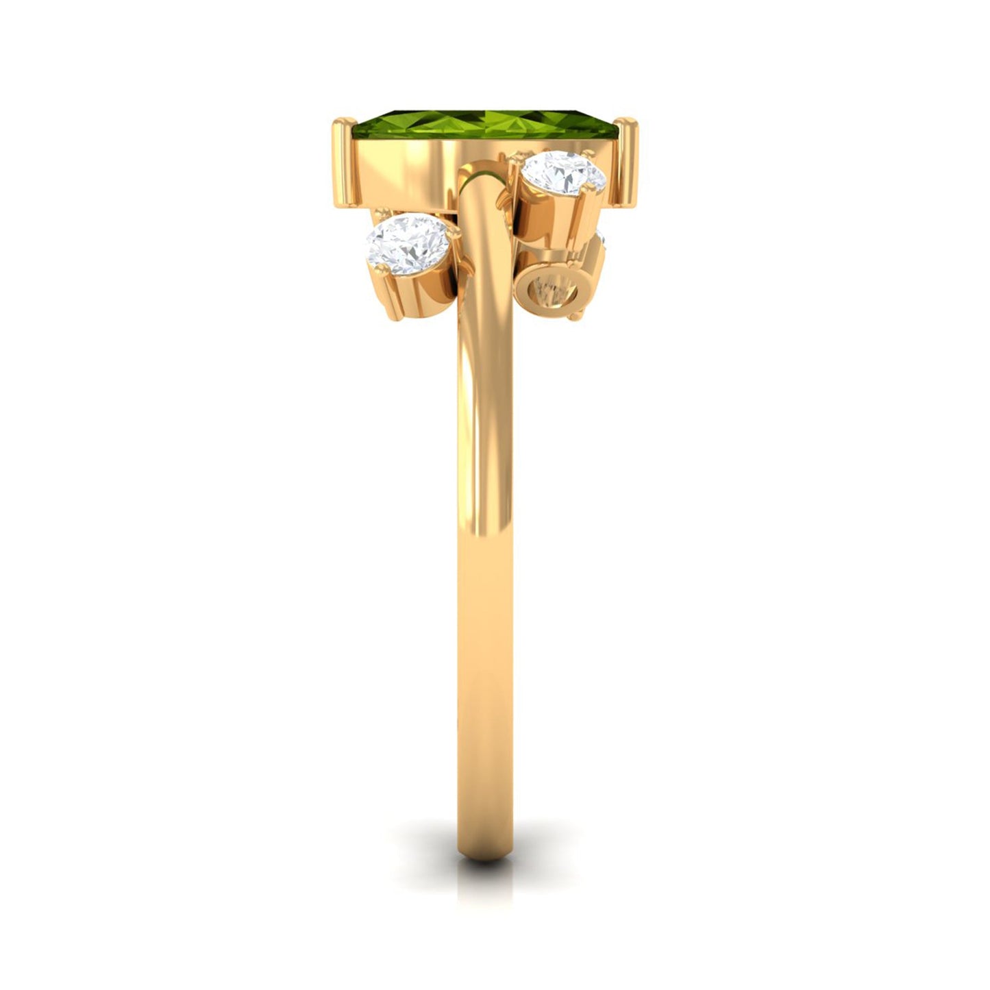 07 Carat Marquise Cut Peridot Scatter Ring with Diamond Stones