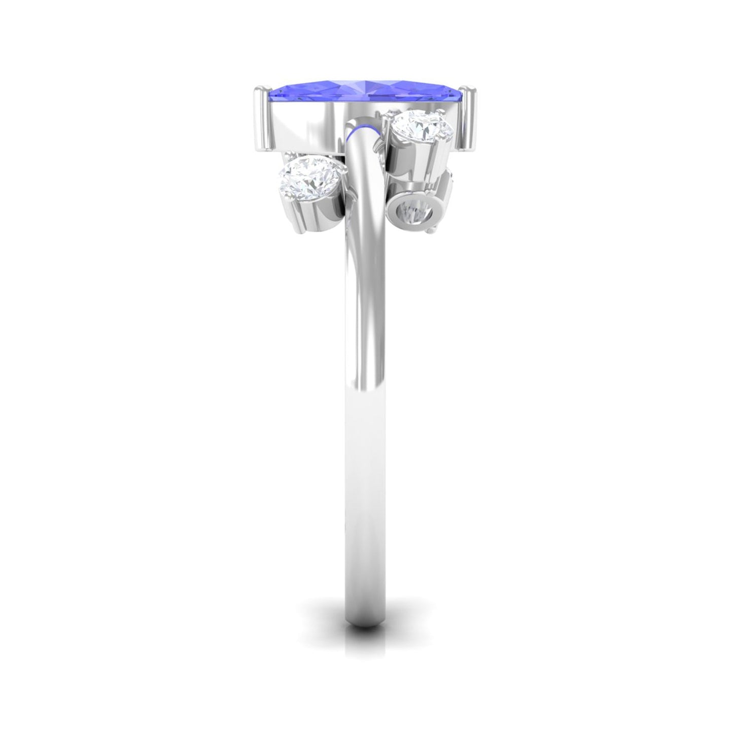 0.6 Carat Marquise Tanzanite Solitaire Ring with Scatter Diamond