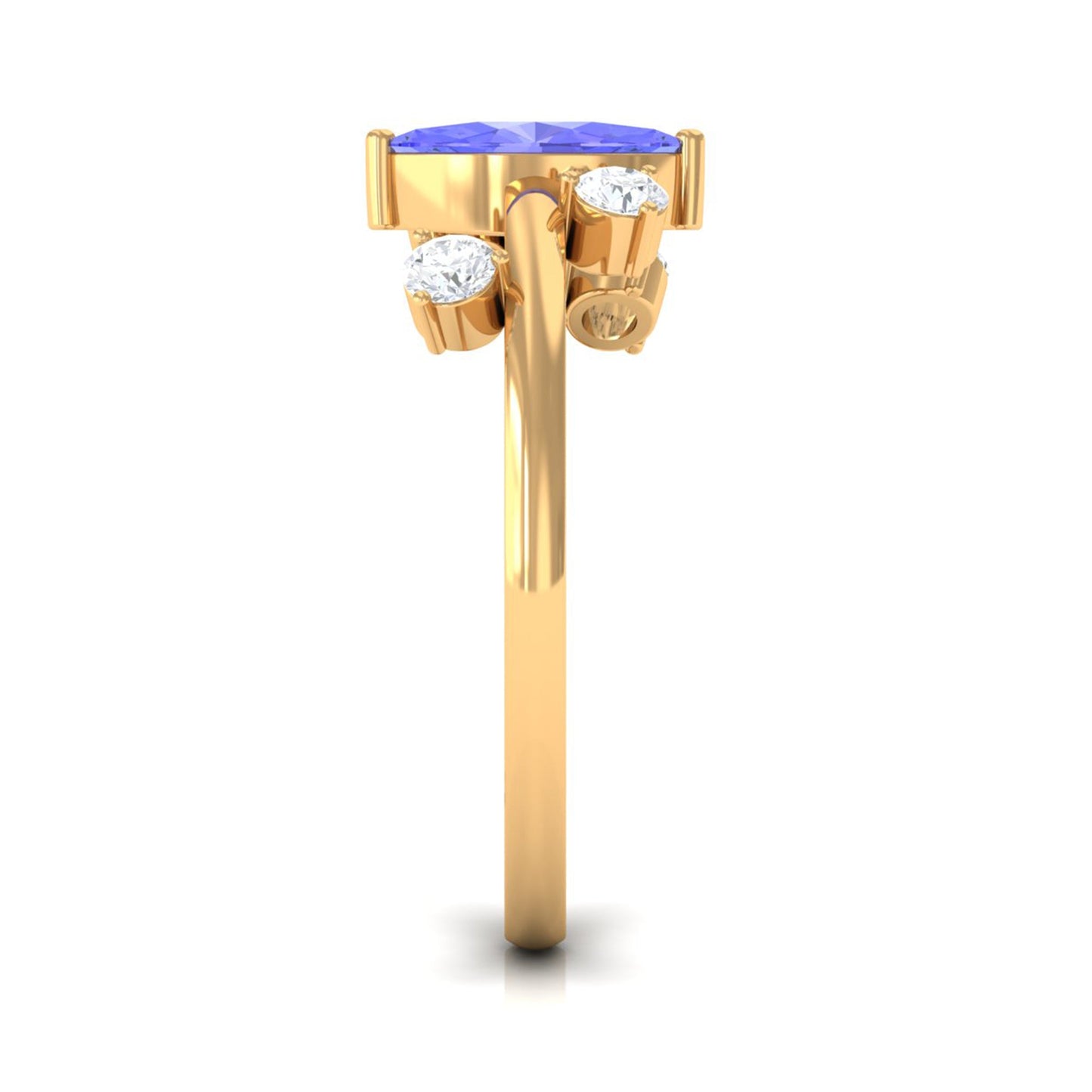 0.6 Carat Marquise Tanzanite Solitaire Ring with Scatter Diamond