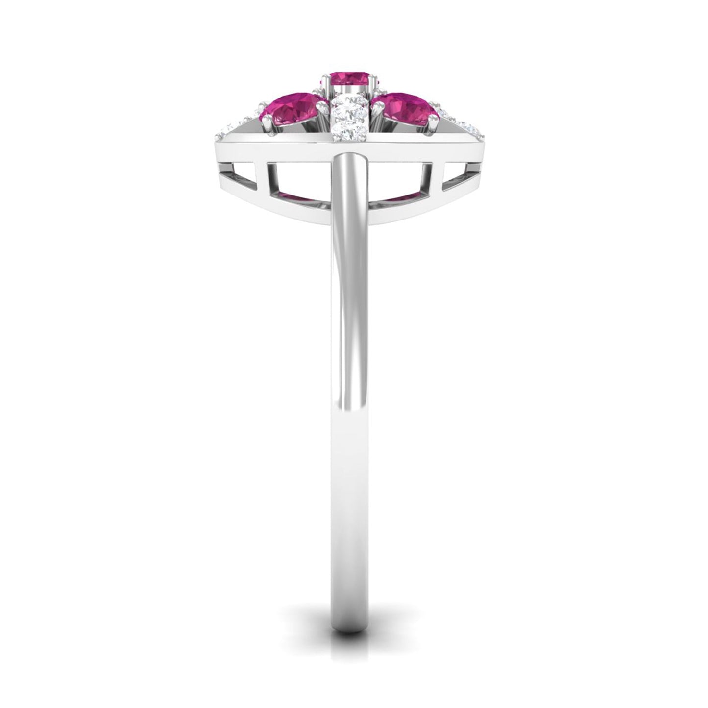 Real Pink Tourmaline Contemporary Ring with Diamond