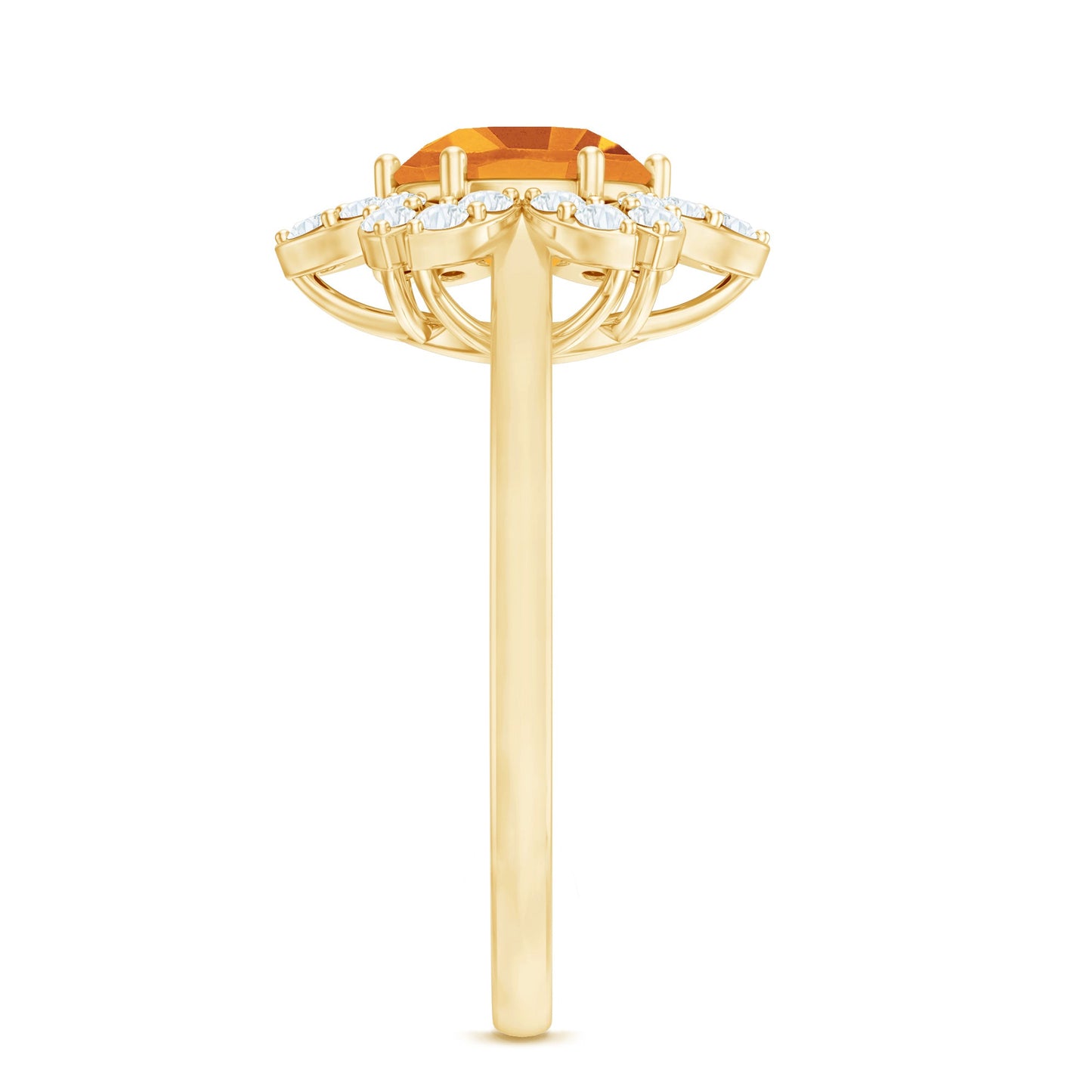 Natural Citrine Floral Engagement Ring with Diamond
