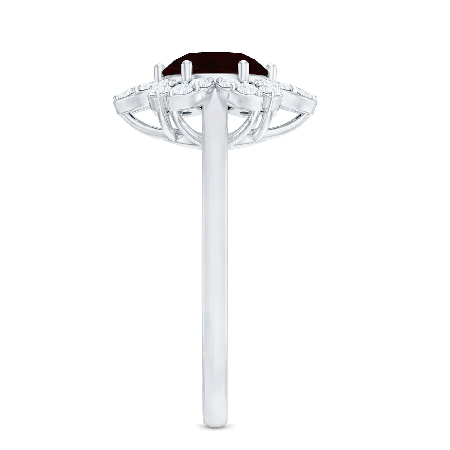 Certified Natural 2.3 Carat Garnet Flower Engagement Ring with Diamond