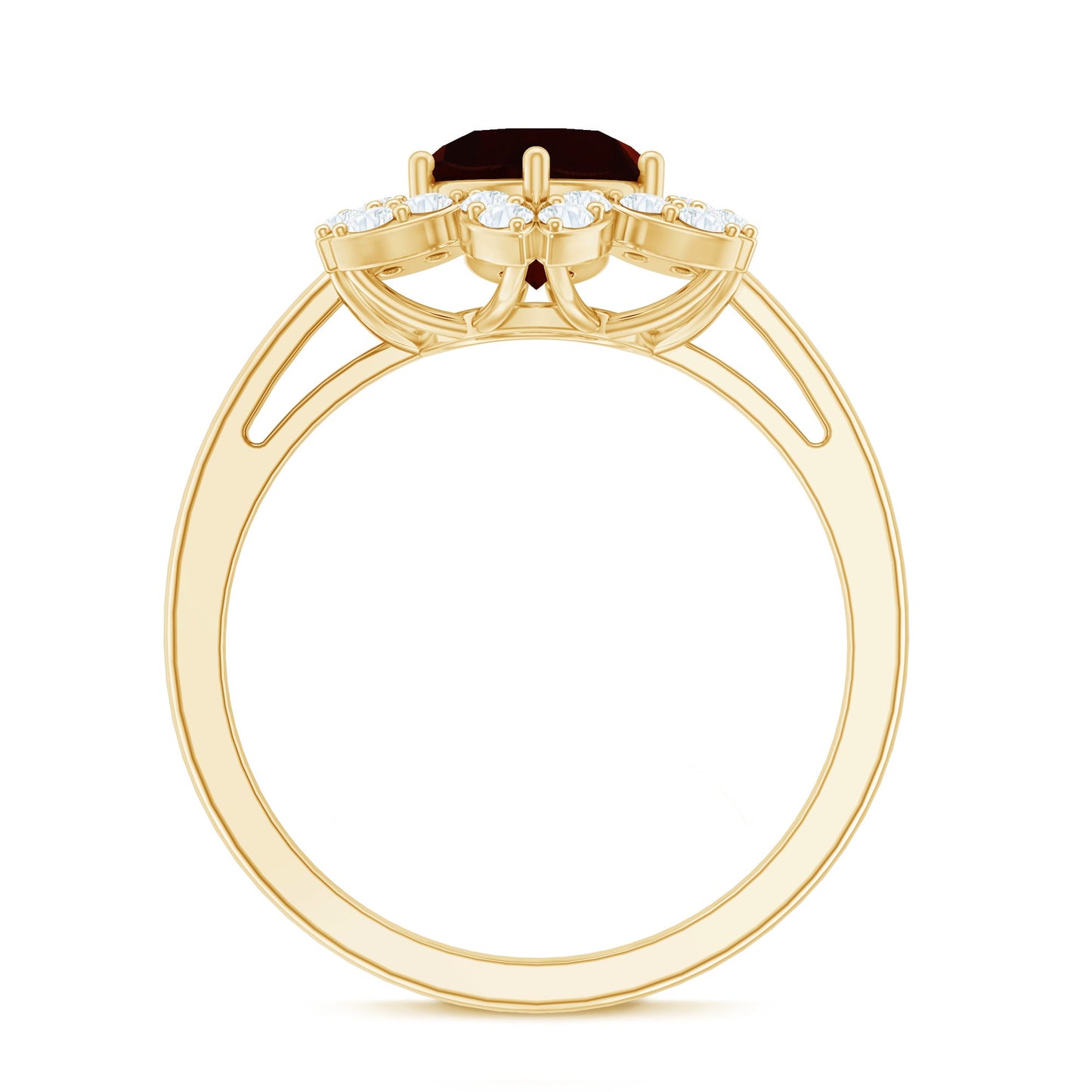 Certified Natural 2.3 Carat Garnet Flower Engagement Ring with Diamond