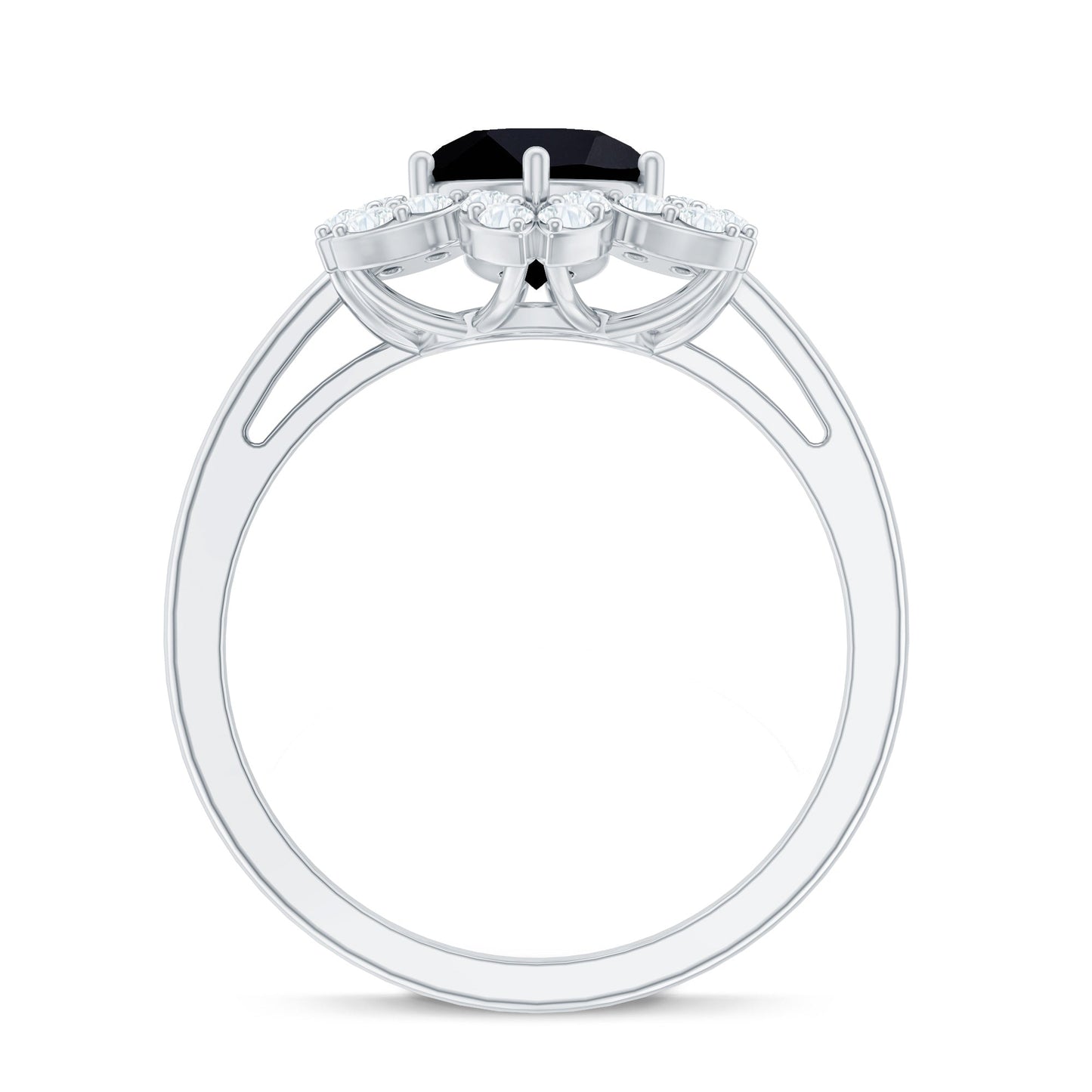 Certified 2 Carat Lab Grown Black and White Diamond Flower Engagement Ring