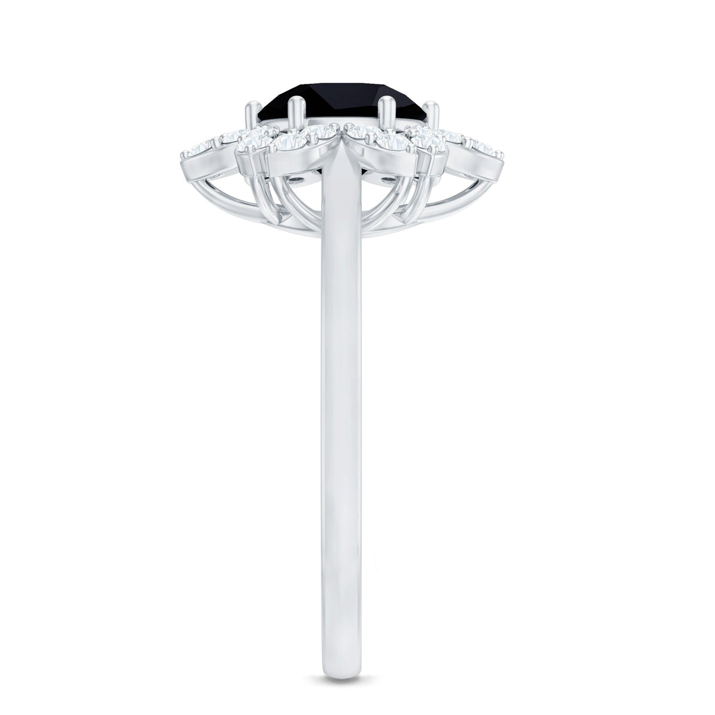 Certified 2 Carat Lab Grown Black and White Diamond Flower Engagement Ring