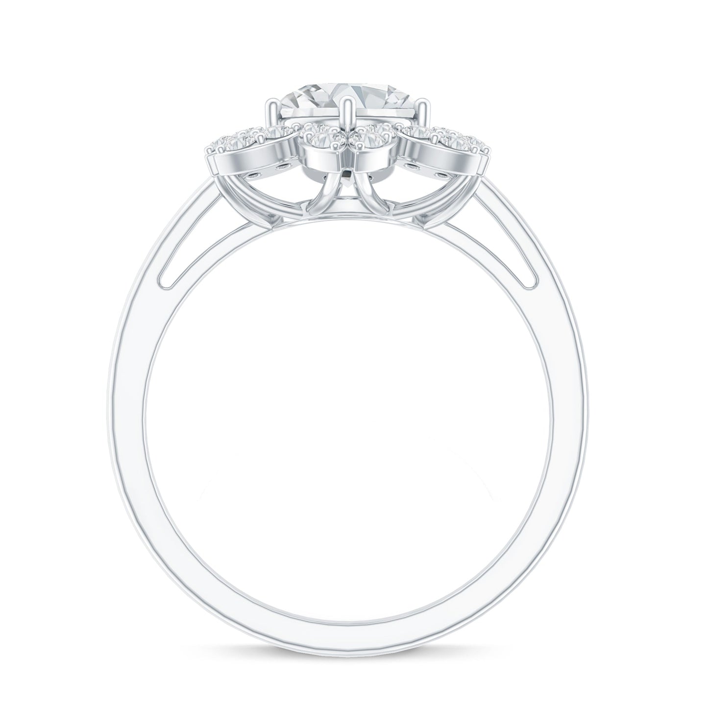 Certified Moissanite Flower Halo Engagement Ring for Women
