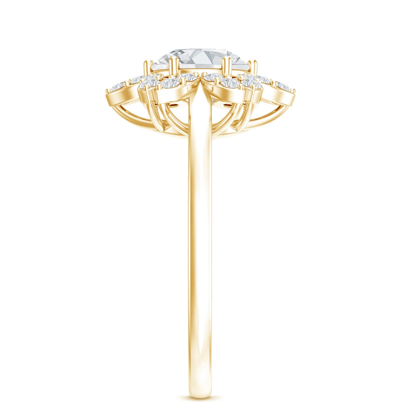 Certified Moissanite Flower Halo Engagement Ring for Women