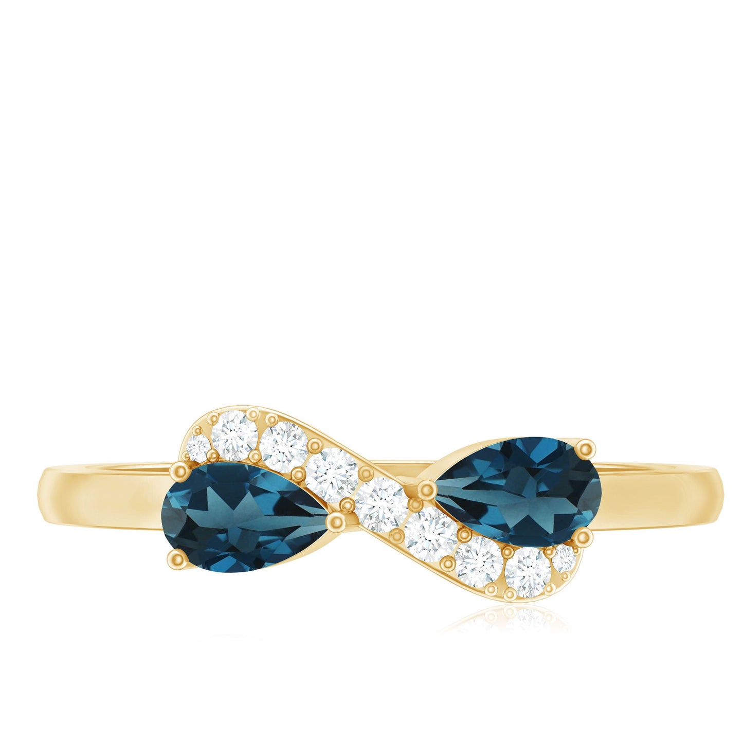 Pear Shape London Blue Topaz Infinity Promise Ring with Diamond