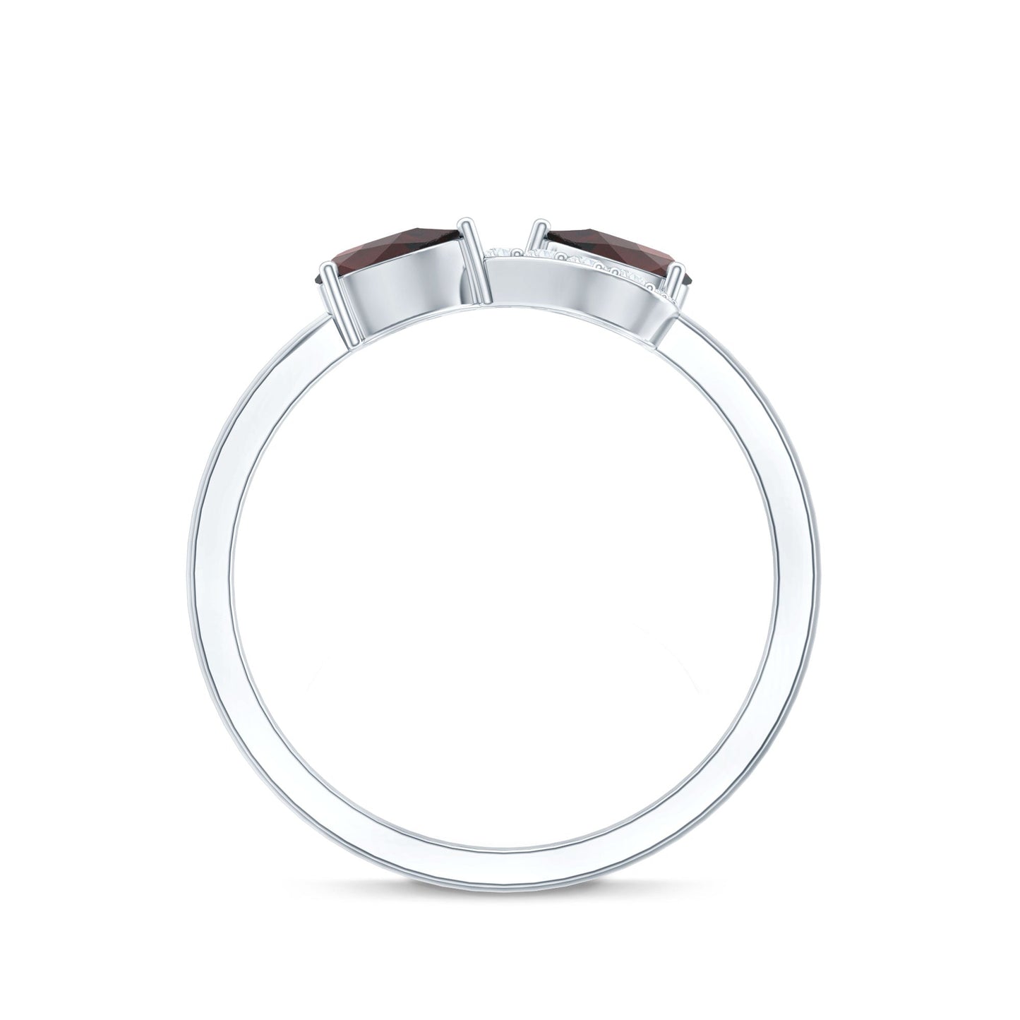Real Garnet 2 Stone Infinity Promise Ring with Diamond
