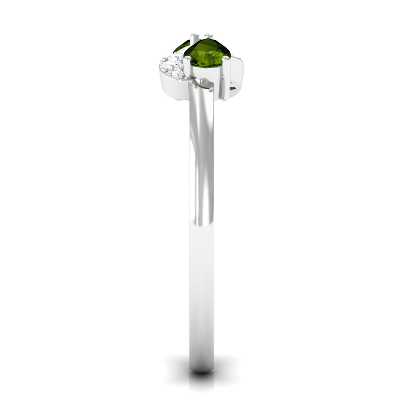 Real Pear Shape Peridot 2 Stone Promise Ring with Diamond