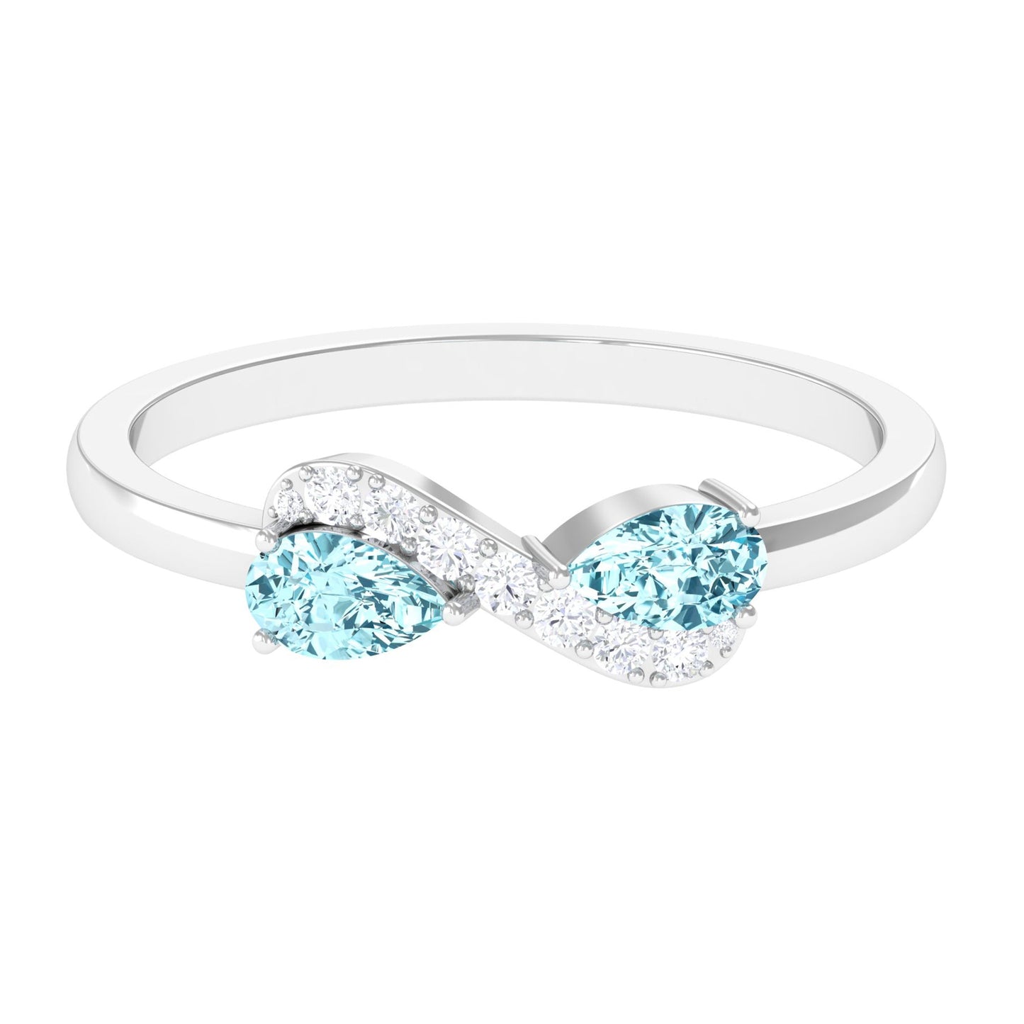 0.7 Carat Pear Aquamarine Infinity Promise Ring with Diamond