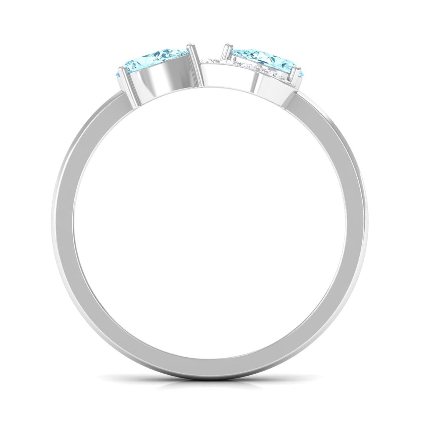 0.7 Carat Pear Aquamarine Infinity Promise Ring with Diamond