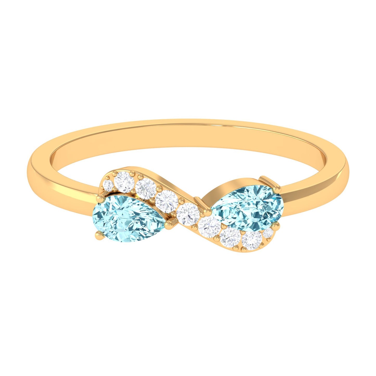 0.7 Carat Pear Aquamarine Infinity Promise Ring with Diamond