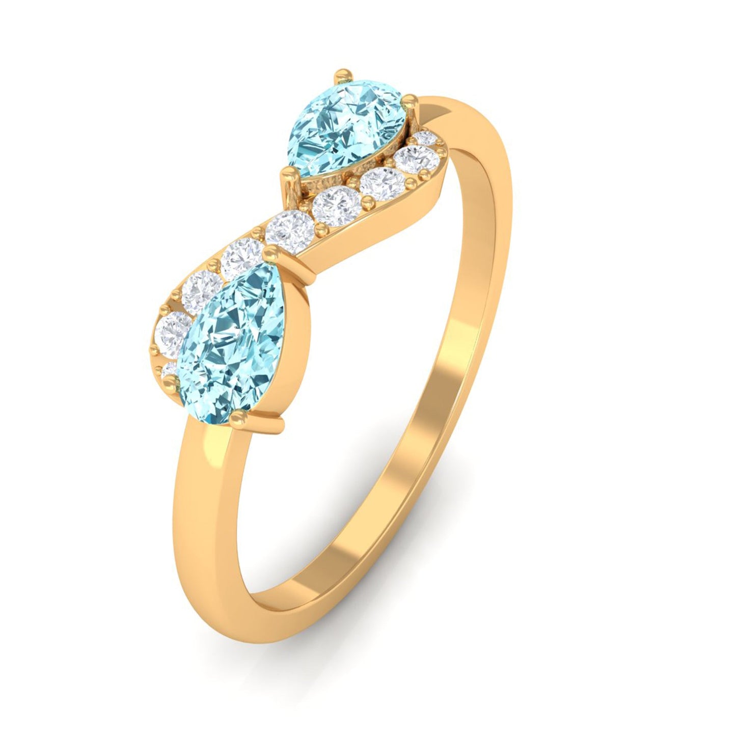 0.7 Carat Pear Aquamarine Infinity Promise Ring with Diamond