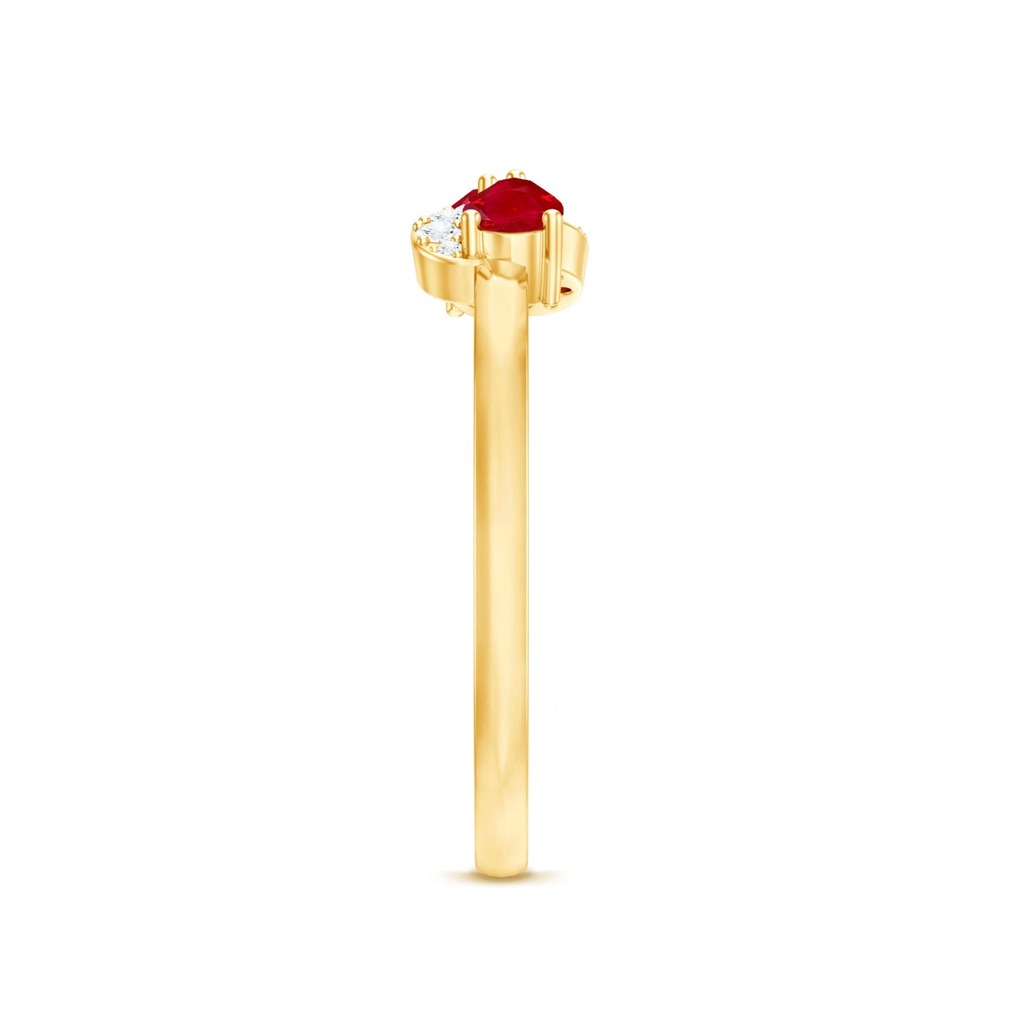 Natural Pear Shape Ruby Toi Et Moi Promise Ring with Diamond